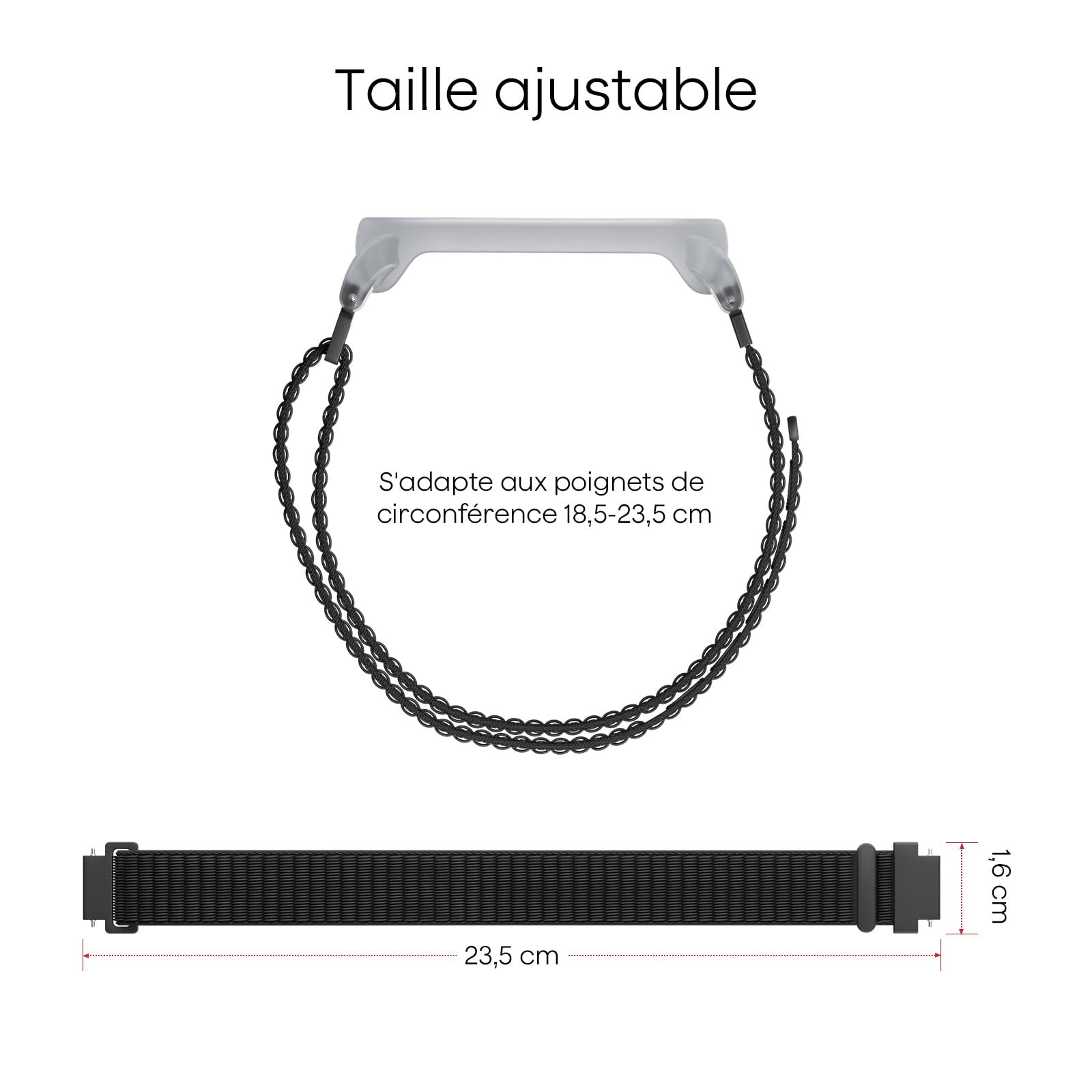 Plaud Bracelet NotePin, Sangle Ajustable Portable pour enregistreur Vocal IA NotePin, Bande Nylon Respirante, Fermeture Auto-agrippante. S’adapte aux Poignets (18,5 cm-23,5 cm)