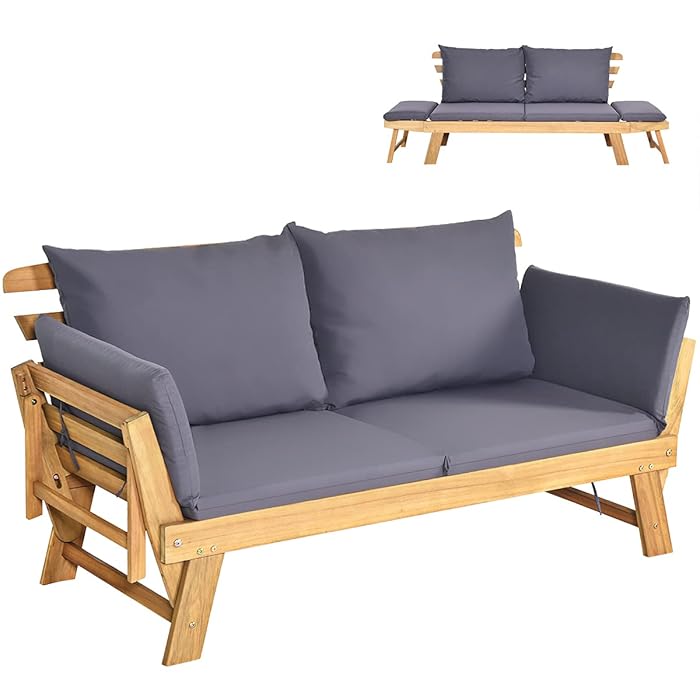 Buy COSTWAY Outdoor Sofa Bed, 3 in 1 Convertible Cushioned Loveseat