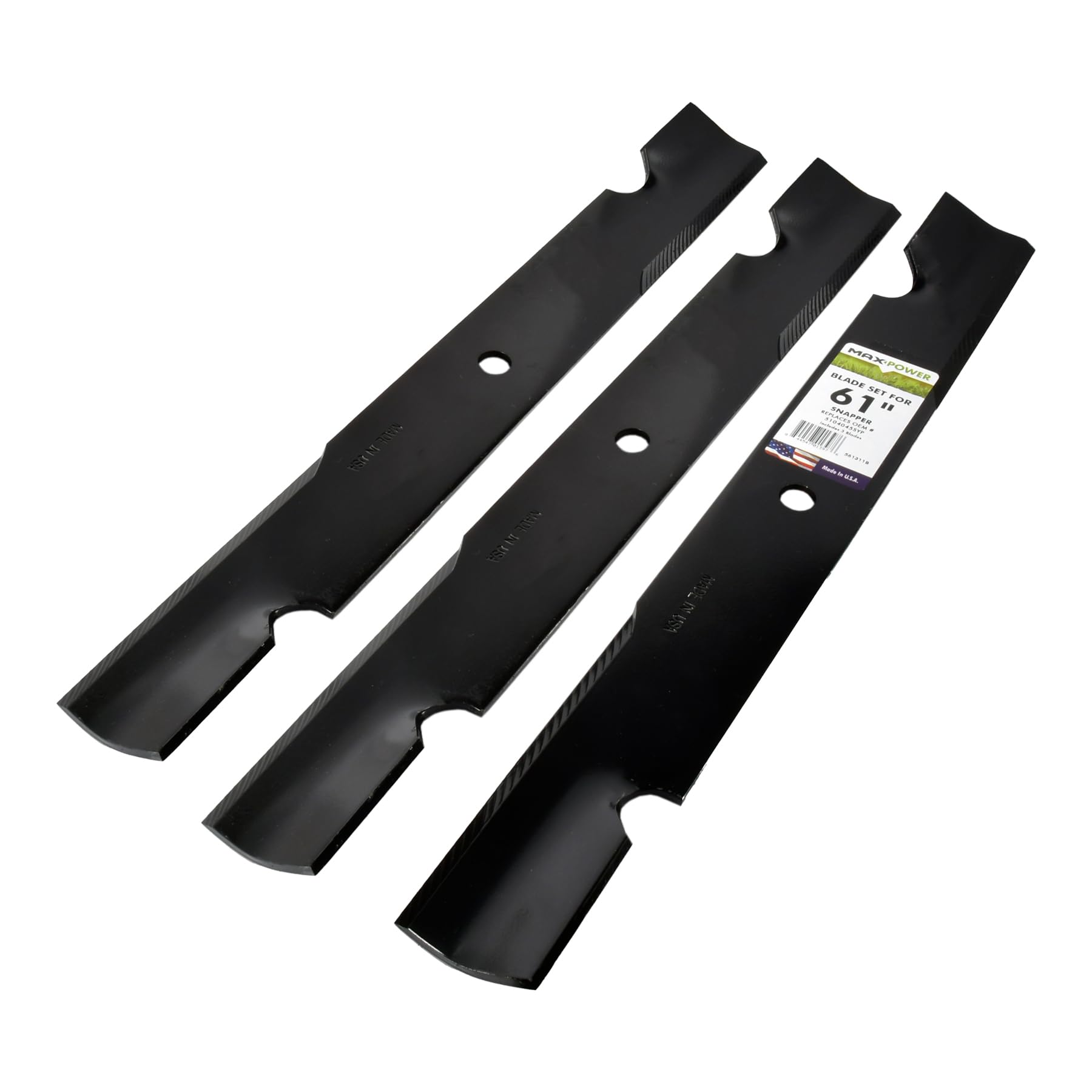 Maxpower 561311B - Juego de 3 Cuchillas para cortacésped de Corte Scag, Snapper y Husqvarna, reemplaza OEM # 5208425, 5020842, 5101755, 539-105711
