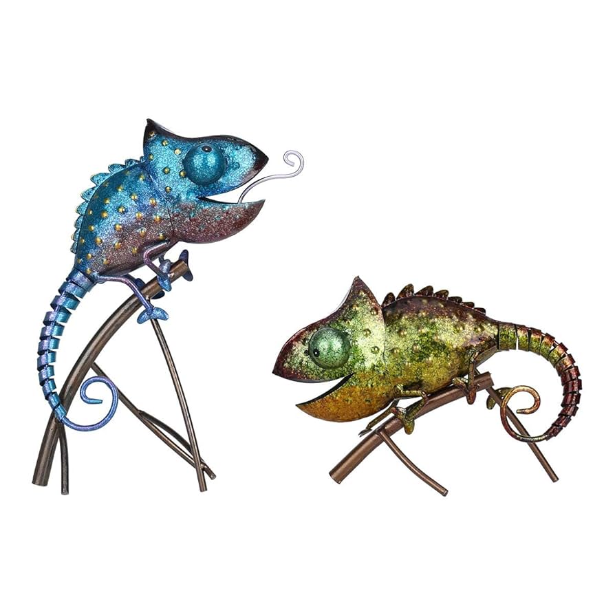 Amazon.co.jp: QUSHI カメレオン彫刻 カメレオン彫刻鉄の動物の