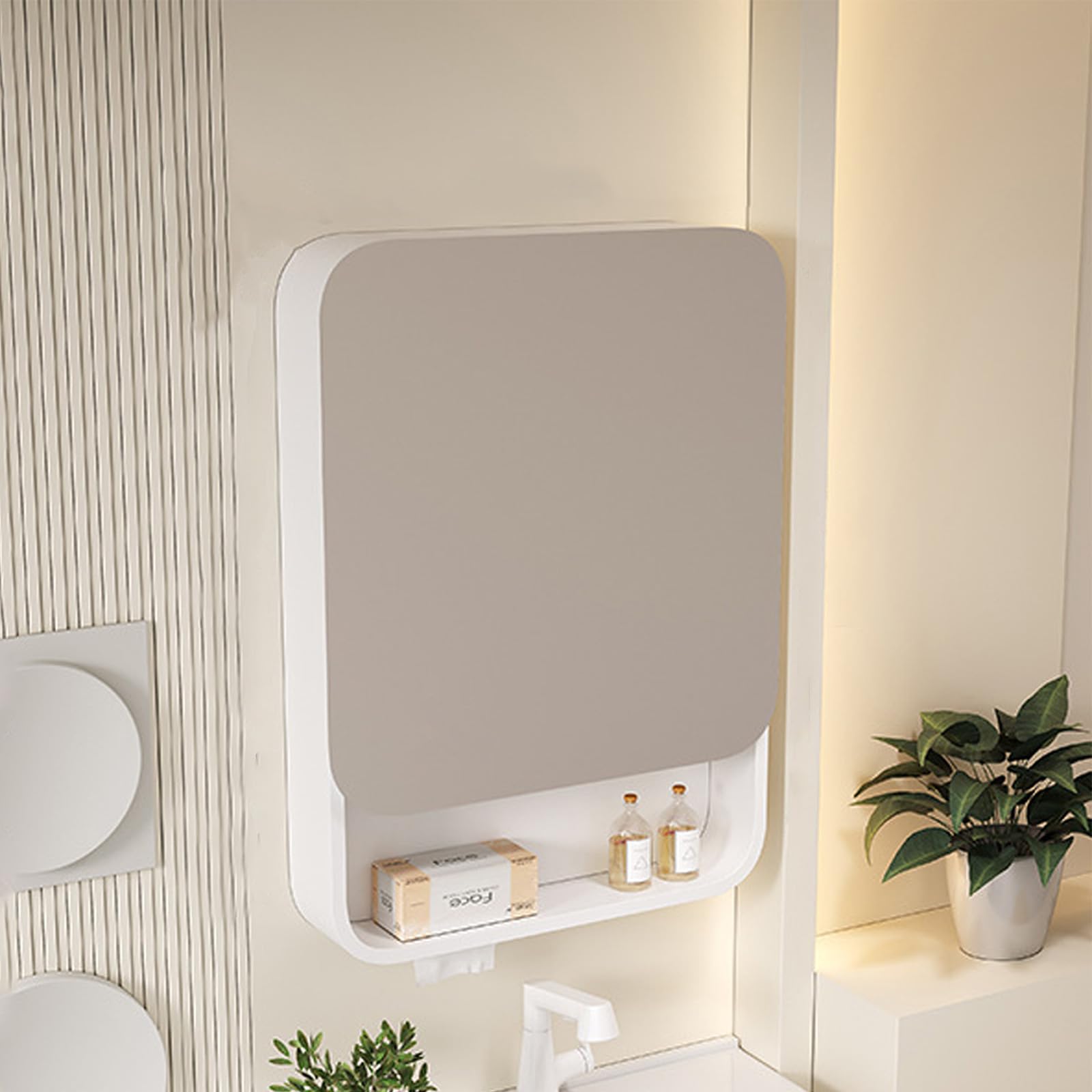 BKSXSOP Modern Wall-Mounted Bathroom Mirror Cabinet - Spacious Storage, Silent Hinge, Aluminum Frame, Stylish Design for nized Spaces, Perfect Contemporary Bathrooms.