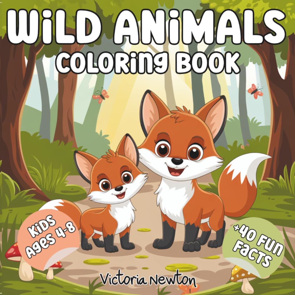 Wild Animal Coloring Book For Kids Ages 4-8: Fun and Educational Activity Book with 40 Fascinating Facts for Preschool and Kindergarten