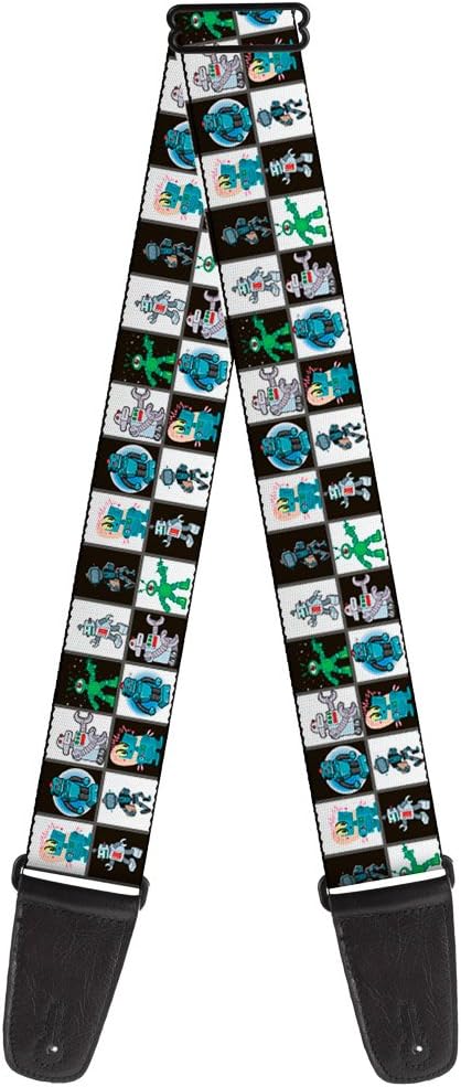 Buckle-Down Guitar Strap Robot Checkers Black White 2 Inches Wide