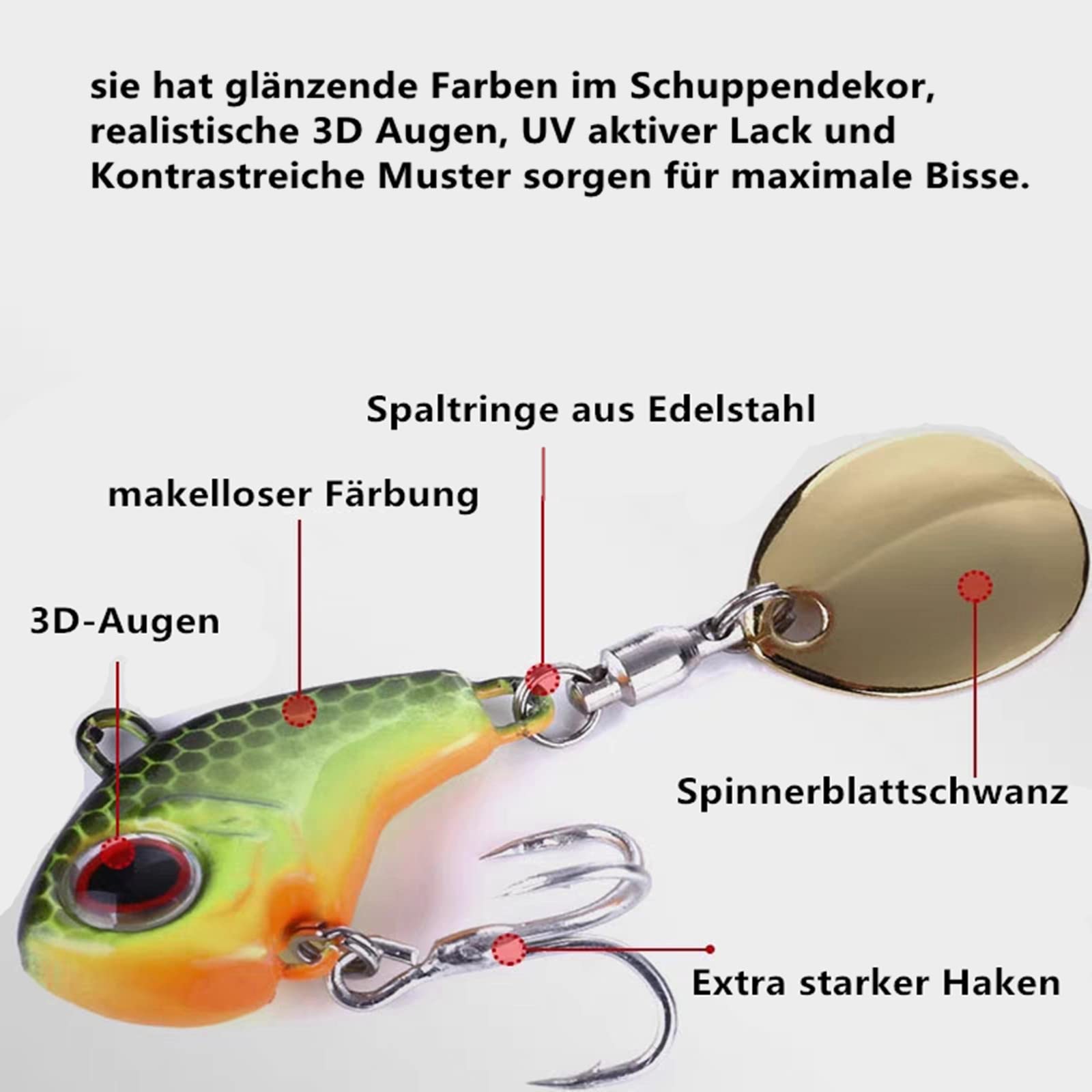 Set D'appâts De Pêche Artificiels - Leurres Spinner, Jigs Pour Perche, Truite, Brochet, Etc.