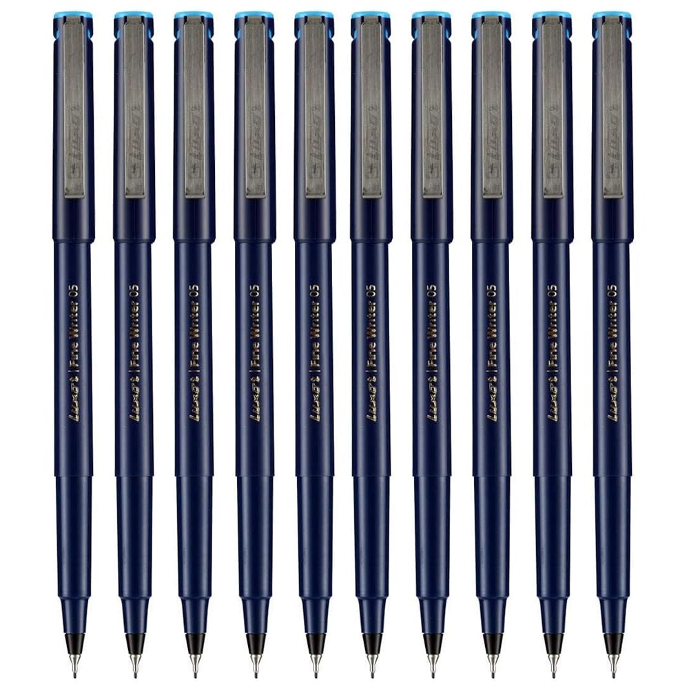 Write05 Fineliner Pens, BLUE, 0.5mm Ultra Fine Tip, Pack of 10, Precise Writing, Write Sign Draw Colour Pens