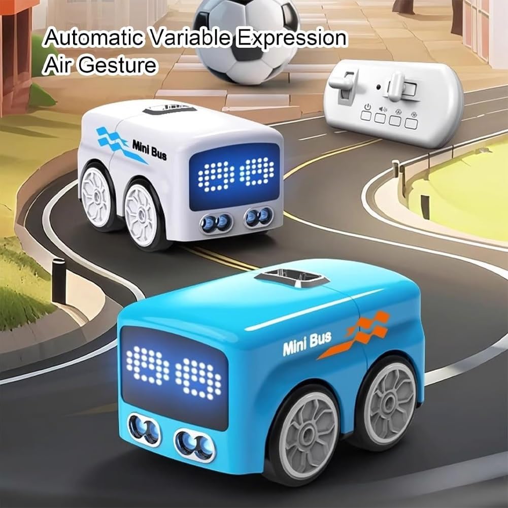 Magic Follows Line Car, 2026 Upgrade Magic Mini Bus Toy Rc-Controlled with Auto Expressions & 4 Play Modes, Gestures Follow Lines Tracking Vehicle Toy with Follow & Escape Modes(Blue)