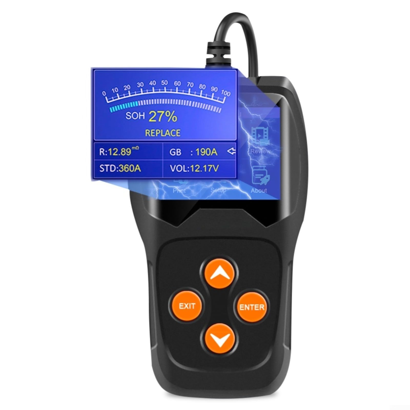 KW600 - Comprobador de baterías de plomo y ácido (12 V, CCA/DIN/EN con LCD)