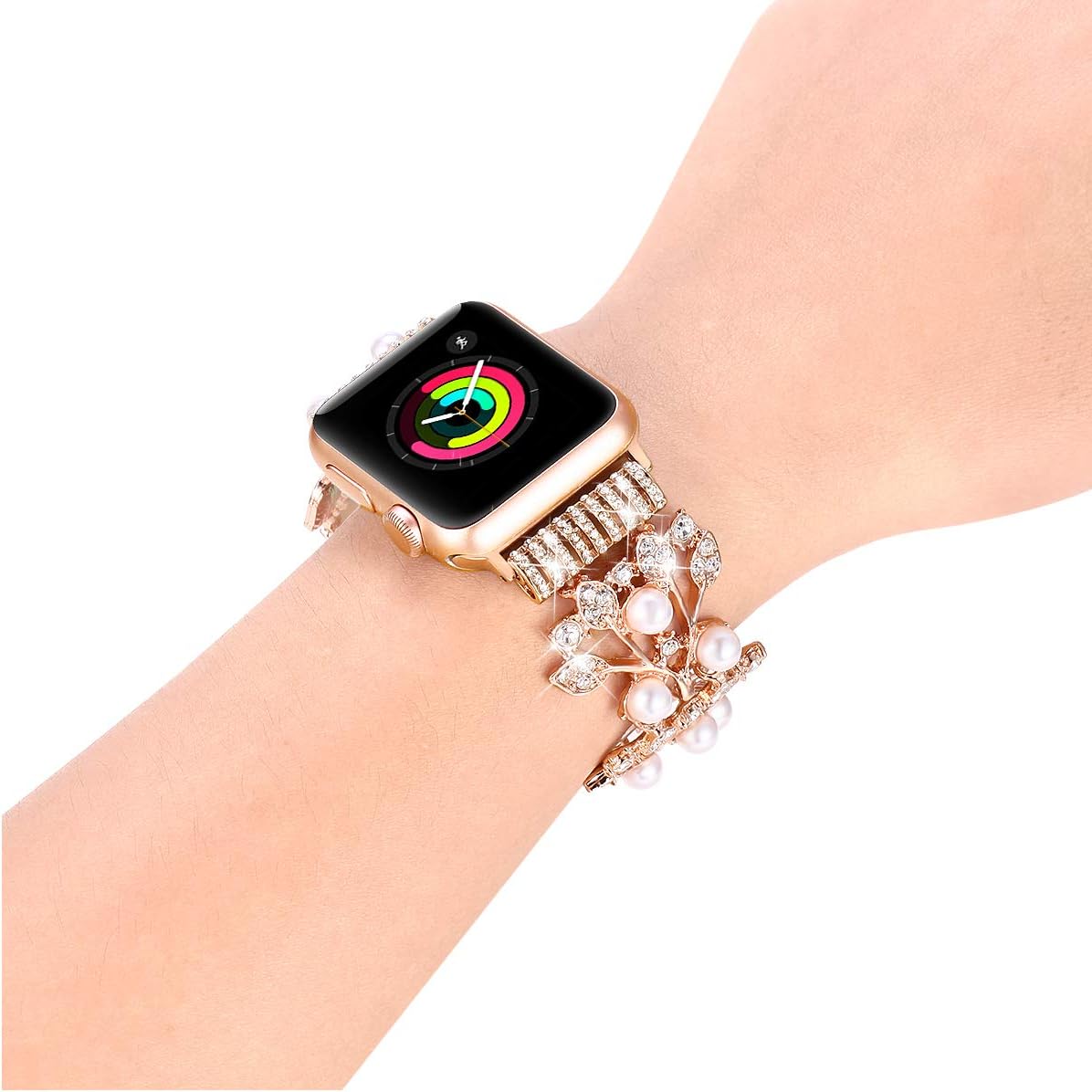 Suреr Dеаl Prоduсt fastgo Compatible with Apple Watch Band SE Series 6 38mm 40mm 42mm 44mm, Bling Elastic Pearl Beaded Bracelet Replacement Cuf Wristband Compatible with IWatch Bands Women Series 5 4 3 2 1 Amаzіng 🔥 fastgo Compatible with Apple Watch Band SE Series 6 38mm 40mm 42mm 44mm, Bling Elastic Pearl Beaded Bracelet Replacement Cuf Wristband Compatible with IWatch Bands Women Series 5 4 3 2 1