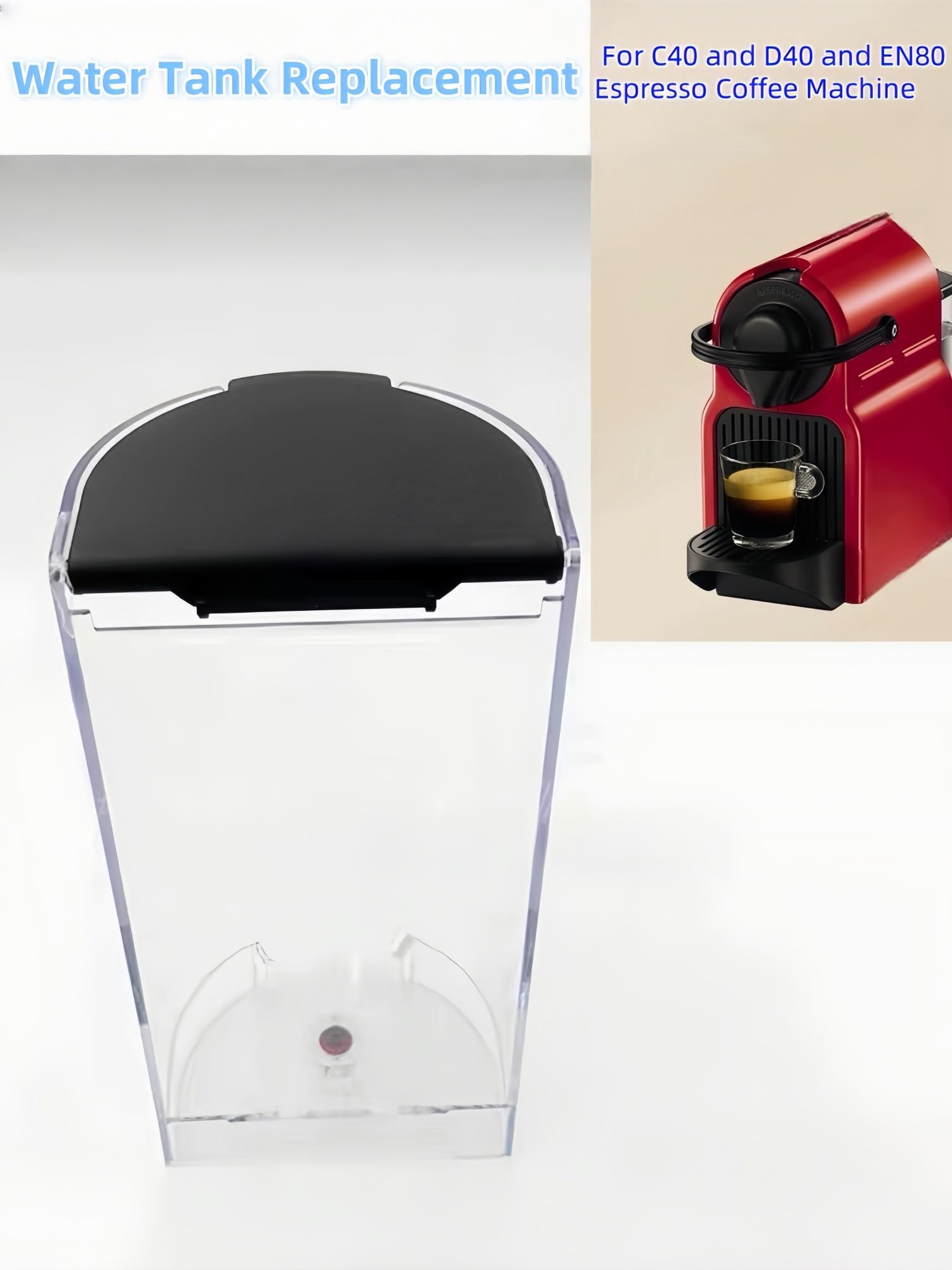 Depósito de agua de repuesto de 0,7 l, compatible con Nespresso Inissia C40, D40 y EN80 cafeteras - Accesorio de depósito Krups