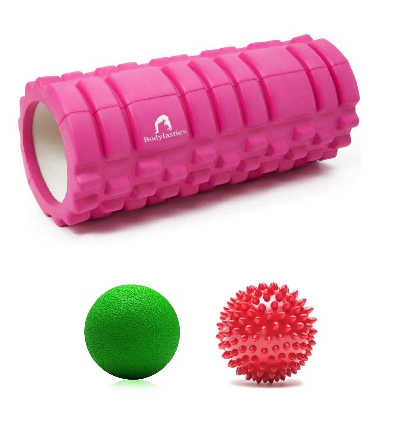 Bodylastics 33 cm Foam Roller with Massage and Spike Balls - Pink