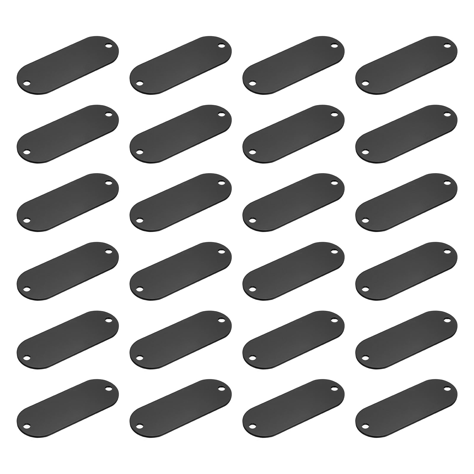 PATIKIL 2 Inch Engraving Metal Blanks, 40pcs Double Semicircle Label Stamping Blank with Holes Laser Engraving Blank Tags for Pets Tags DIY Craft Decoration, Black