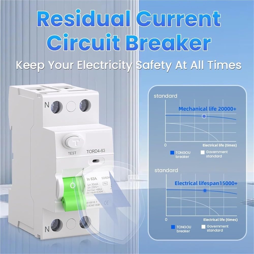 Tipo CA RCCB RCD 6kA 2P 4P 16A 25A 32A 63A Interruttore Differenziale Con Dispersione A Terra - Opzioni Disponibili 10 MA, 30 MA, 100 MA, 300 MA Componenti elettrici(25A,2Pole 30mA)