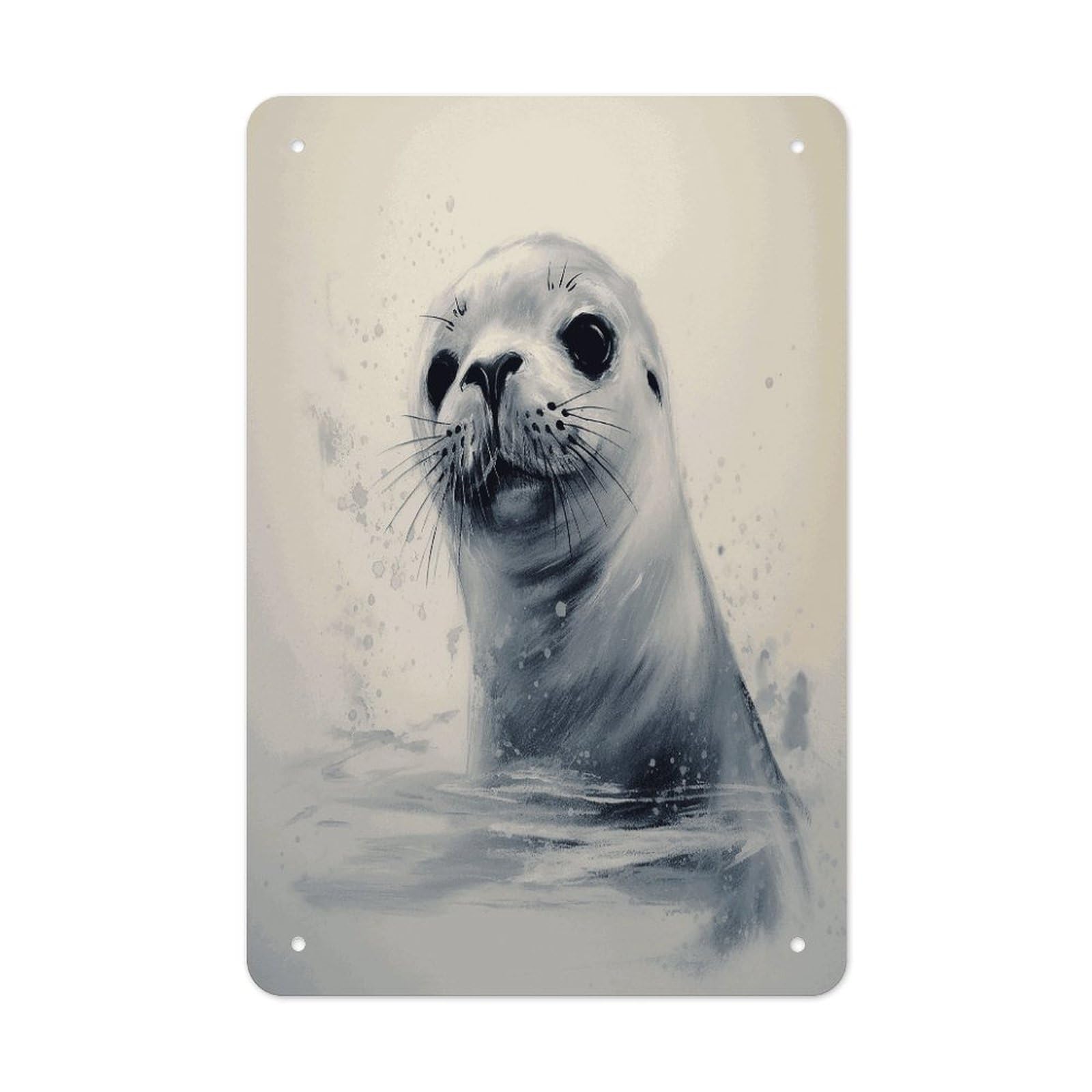 Btcowzrv Style Harp Seal Painting Metal Tin Sign Wall Decor Hanging Plaque
