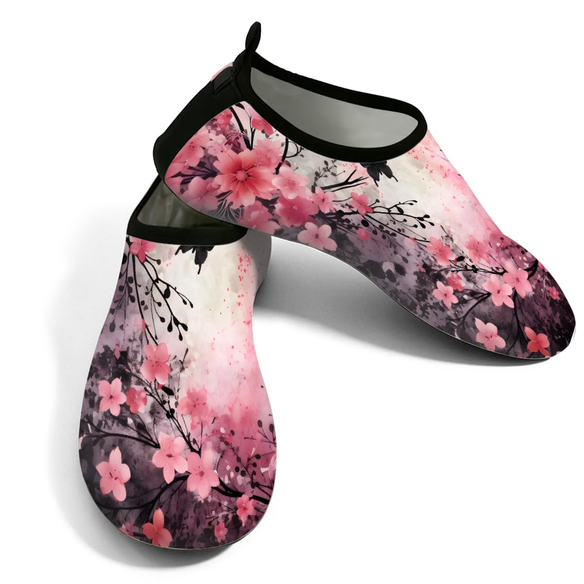 Water Shoes for Women Men Vintage Florals Butterfly Beach Shoes Quick Dry Anti-Slip Barefoot Shoes Swim Aqua Socks Water Park Essentials for Boat, Pool, River, Surf -XXL
