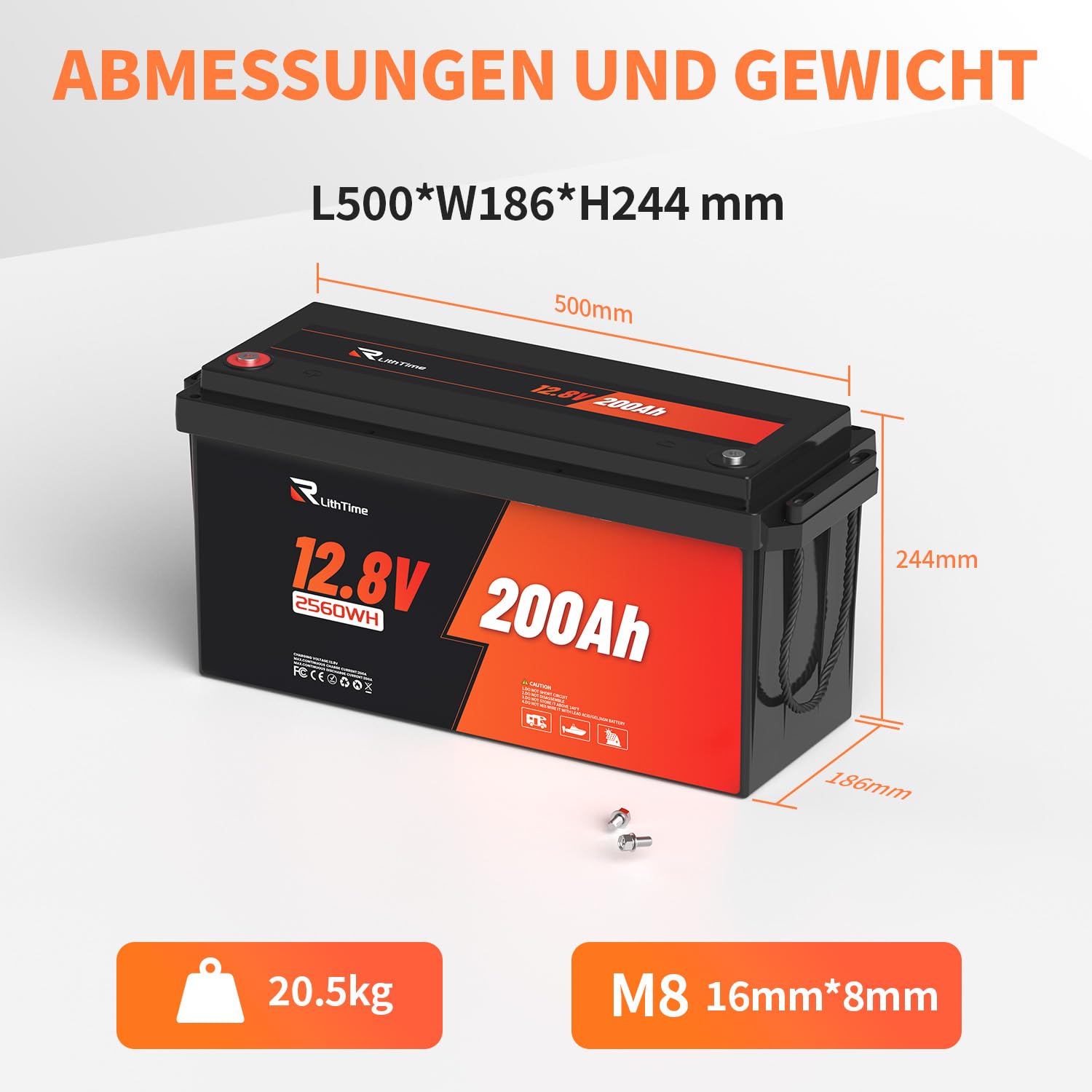 12V 200Ah LiFePO4 Batterie mit 20.5kg Leichtgewicht 200A BMS IP65 wasserdicht A-Grade Zellen 200ah lifepo4 lithium batterie 12v 200ah für Wohnmobil Boot Solaranlage
