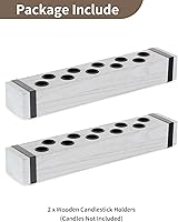 Vista 4 de NUPTIO - Portavelas cónicos de madera: candelabro de granja, velas de madera, centros de mesa - juego de 2 portavelas blancos para decoración