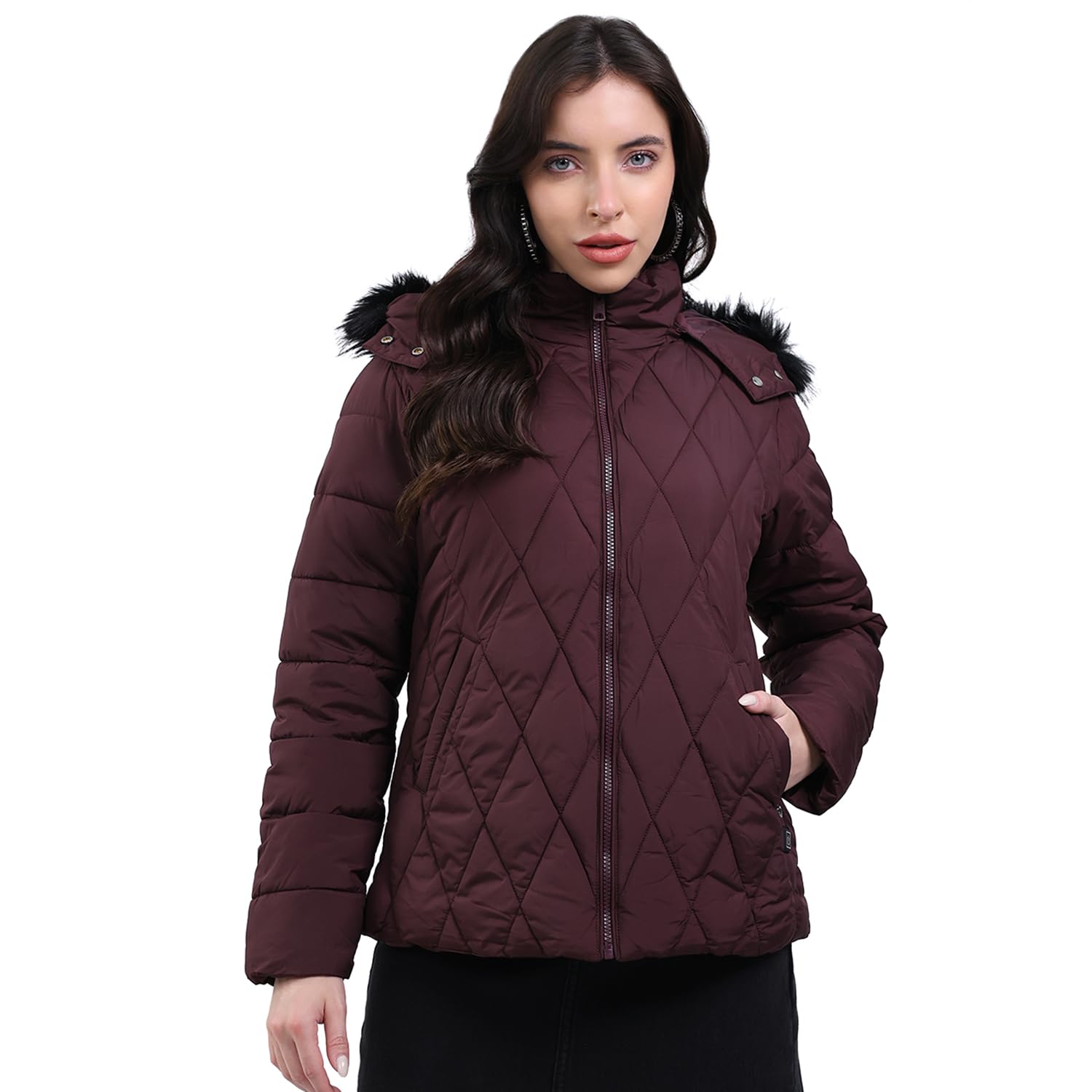 Womens Regular Fit Solid Zipper Full Sleeve Winter Jacket | Intelligent Heating USB Jacket| Casual Winter Wear For Women's (Pack Of 1)