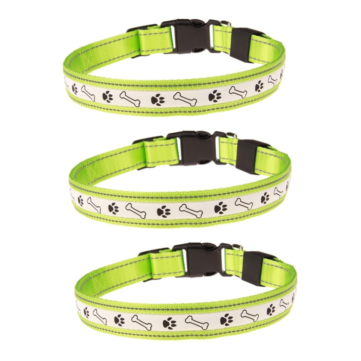 Mipcase 3pezzi Collare Led Ricaricabile Per Cani Guinzaglio Luminoso Con Design Impronta Sicurezza Notturna Per Passeggiate Taglia Media Verde