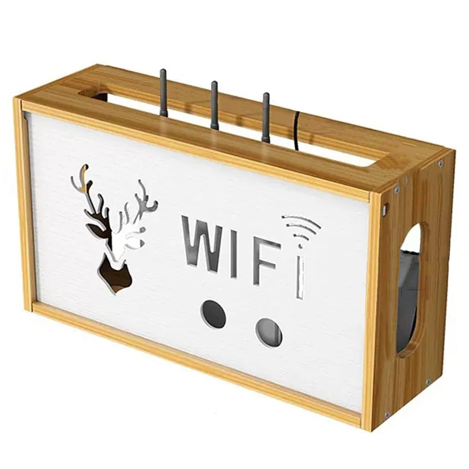 Meiiron WiFi Router Storage Box, Wall Mounted WiFi Router Storage Boxes, Router Shelf, WiFi Box Wall, Cable Hide Box, Wood Decorative Hider Storage Box Wires Routers Set-Top Boxes (Size : Small)