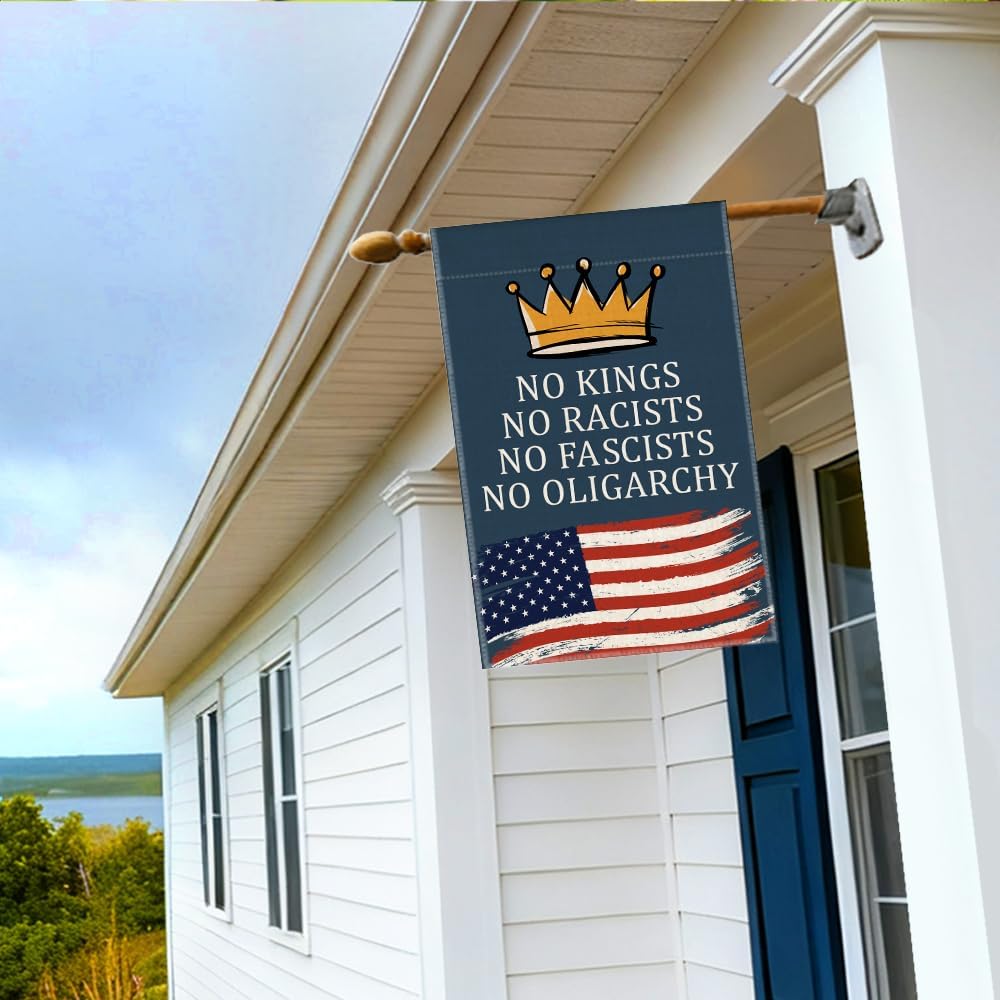 RZHV No Kings Double-Sided Garden Flag for Outdoor House Yard Sign Garden Decor Parade, Inclusive Equality Diversification Outdoor Banner, Politica Social Justice Yard Sign - Image 5