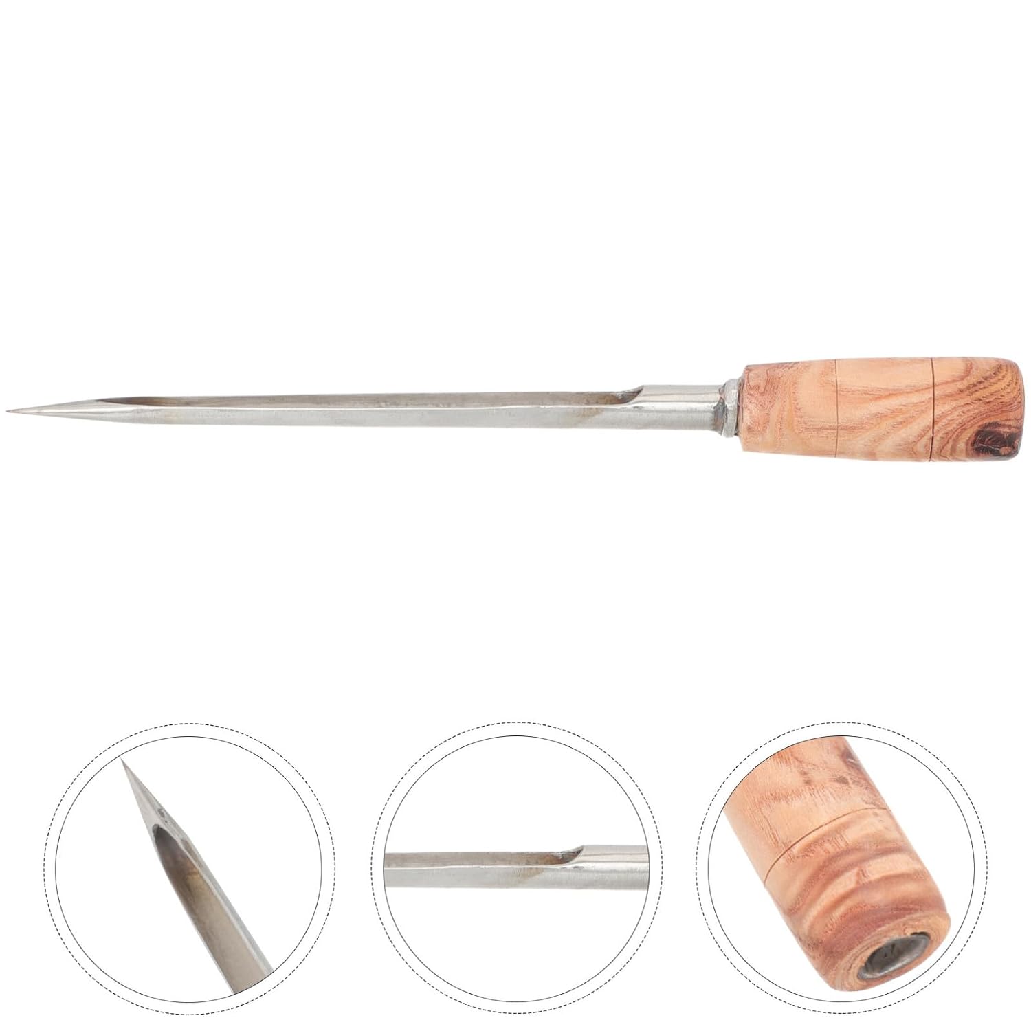 Stainless Steel Grain Probe Sampler with Wooden Handle 25cm Length 1.2cm Width for Corn Wheat Rice Powder Sampling Agriculture Lab Use