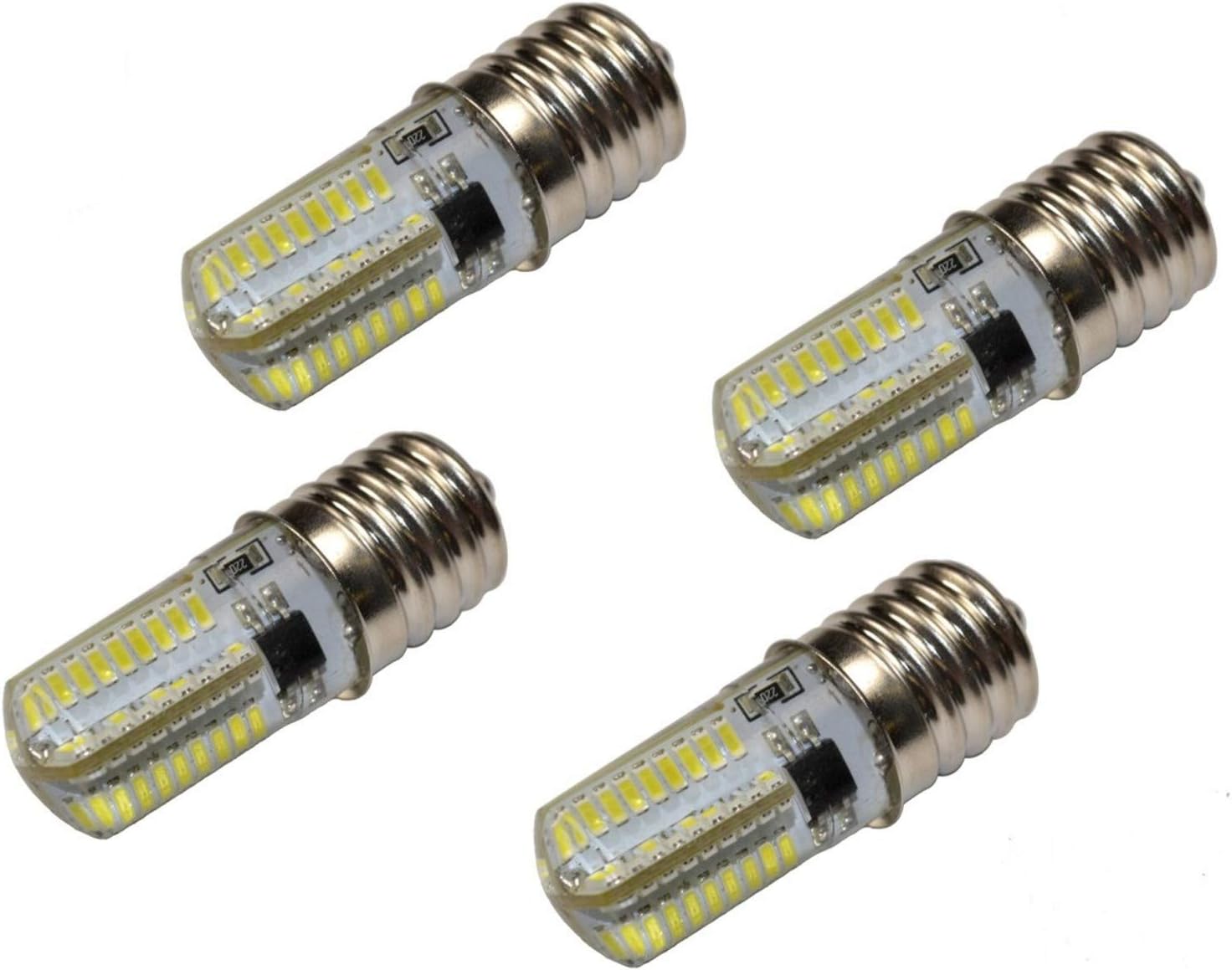 HQRP 4-Pack 110V 5/8 Base #2SCW Screw-in Sewing Machine LED Light Bulb Cool White for 195148, 8SCW Replacement