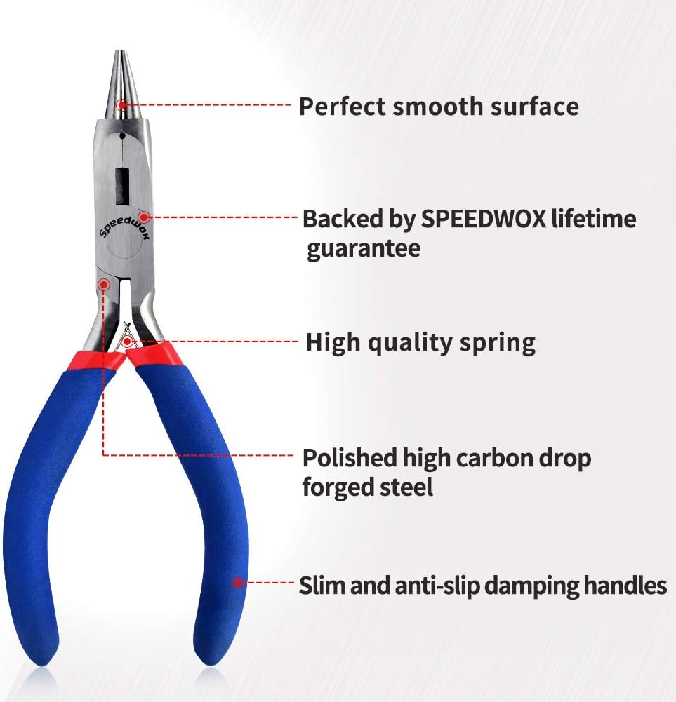 SPEEDWOX 5 Inches Mini Round Nose Pliers with Wire Cutter Wire Looping Pliers Fine Round Nose Pliers Jewelry Making Tools Small Round Pliers for Jewelry Making DIY Craft Beading Jewelry Pliers - Image 3