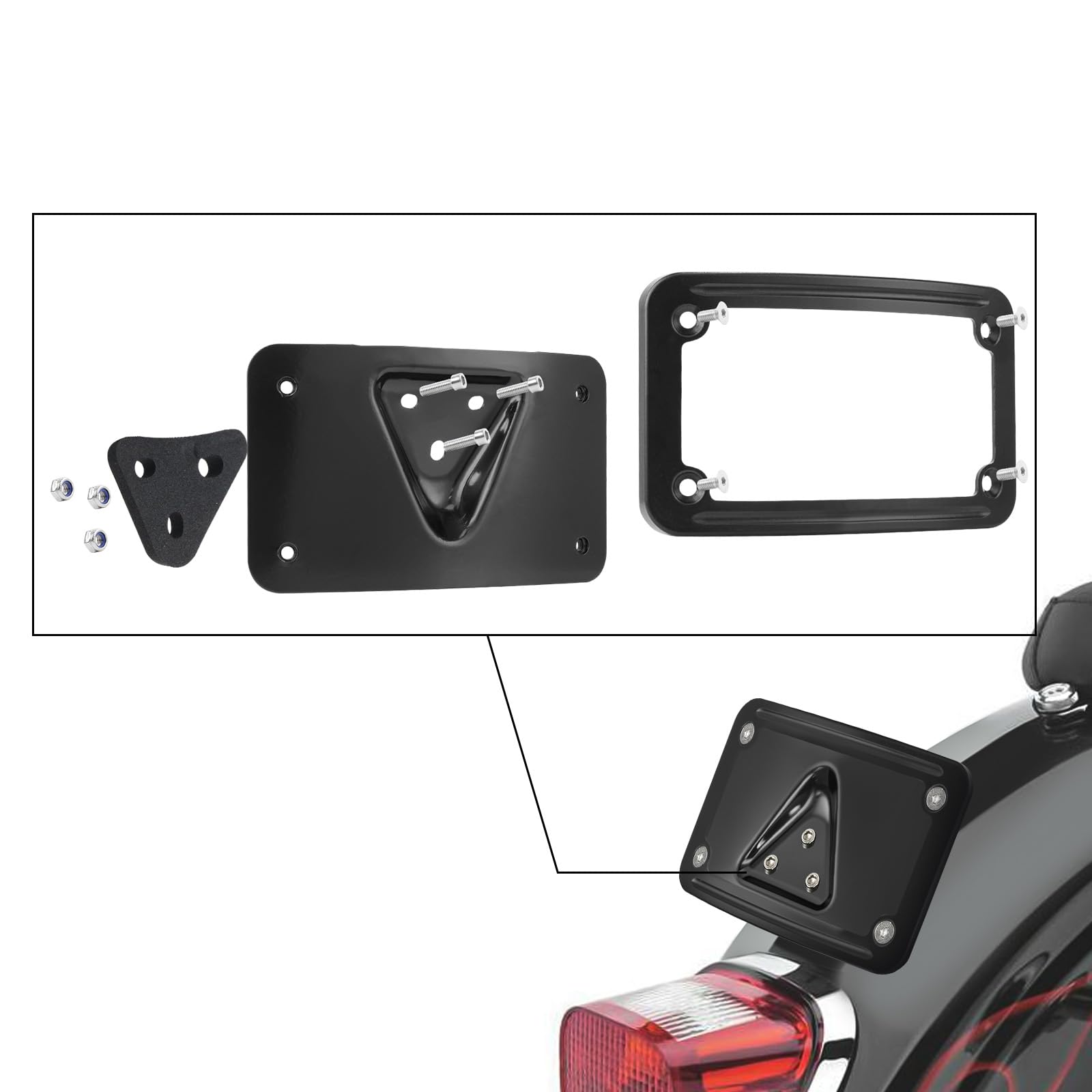 Riloer Tablica rejestracyjna motocykla do Harley Dyna Sportster 1200 883, czarny