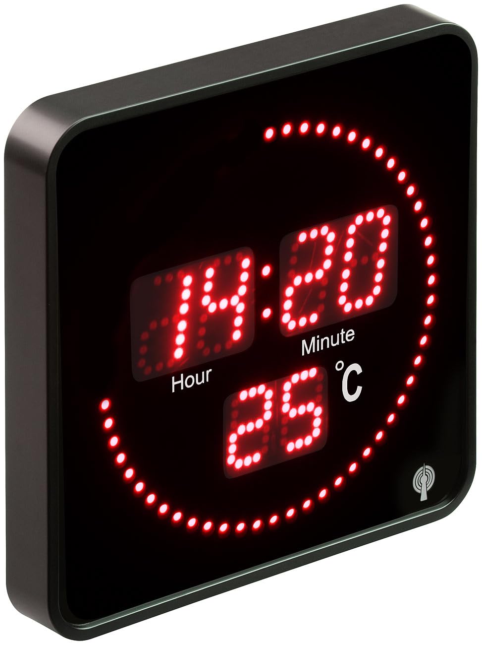 Lunartec Digitale Wanduhr: Flache LED-Funk-Tisch- und Wanduhr, Temperatur-Anzeige, rote LEDs (Digitale Uhr, Funkuhr Küche, Uhrwerk)