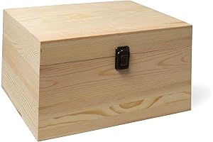 (1-Pack) 10.8 x 7 x 8 x 5.7-Inch Large Unfinished Wood Craft Box