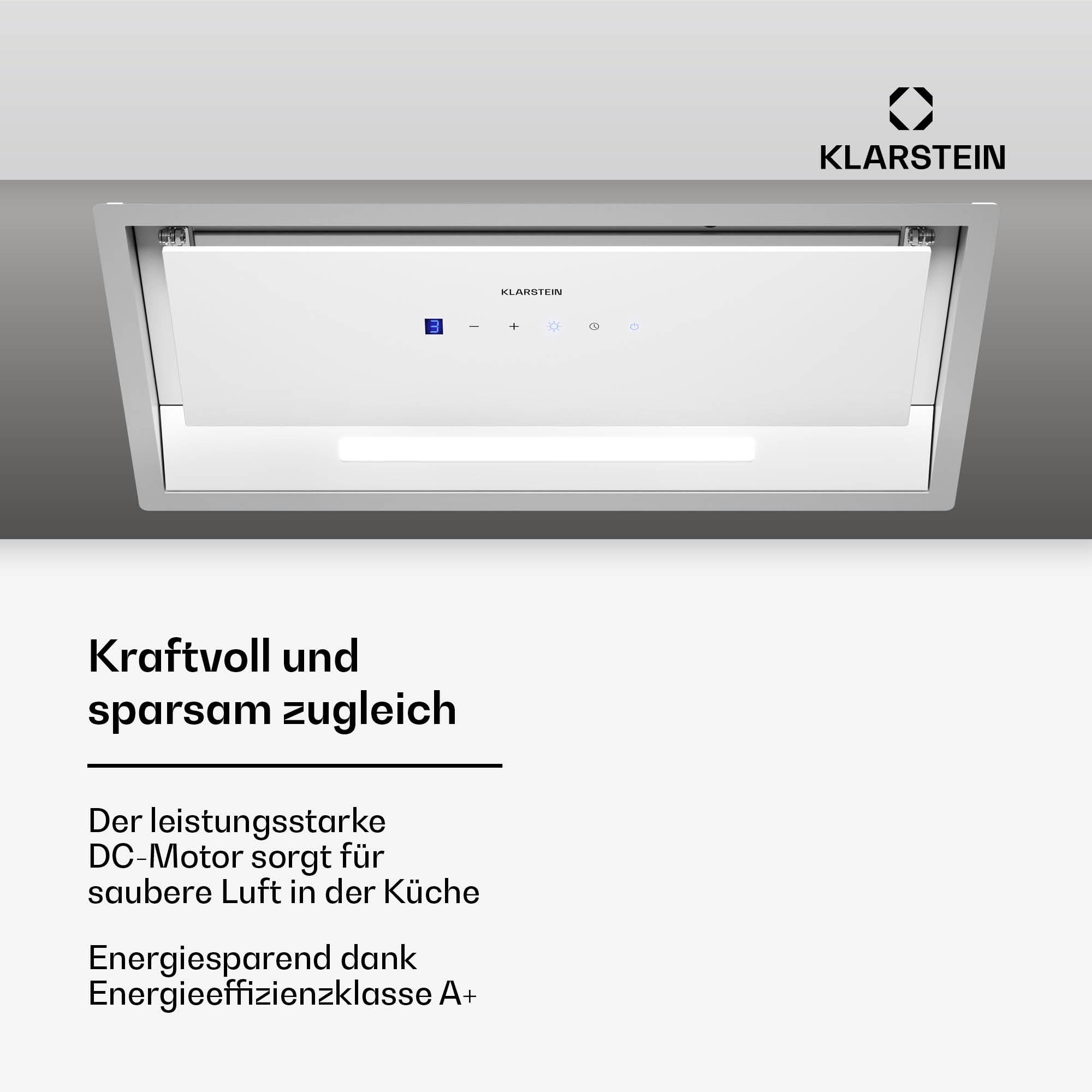 Klarstein Ventimate Dunstabzugshaube Unterbau 60cm Touch-Bedienfeld 390 m³/h A+ DC-Motor LED Weiß