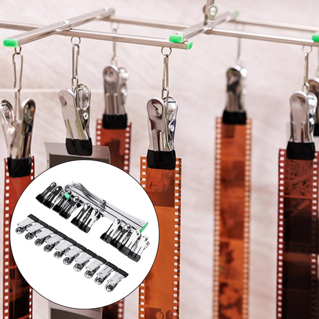 Cadre de séchage négatif pour chambre noire - Pliable - Coupe-vent - 10 clips pour accessoires de film 35 mm 120/135