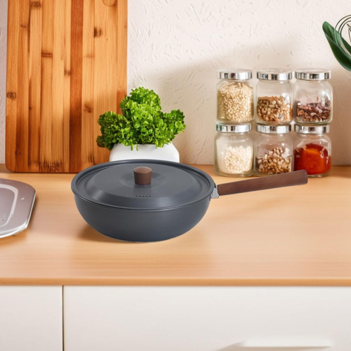 Poêle de Randonnée Portable en Alliage D'aluminium Surface Antiadhésive et Chauffage Uniforme, Casserole Détachable Cuisine en Plein Air et Camping