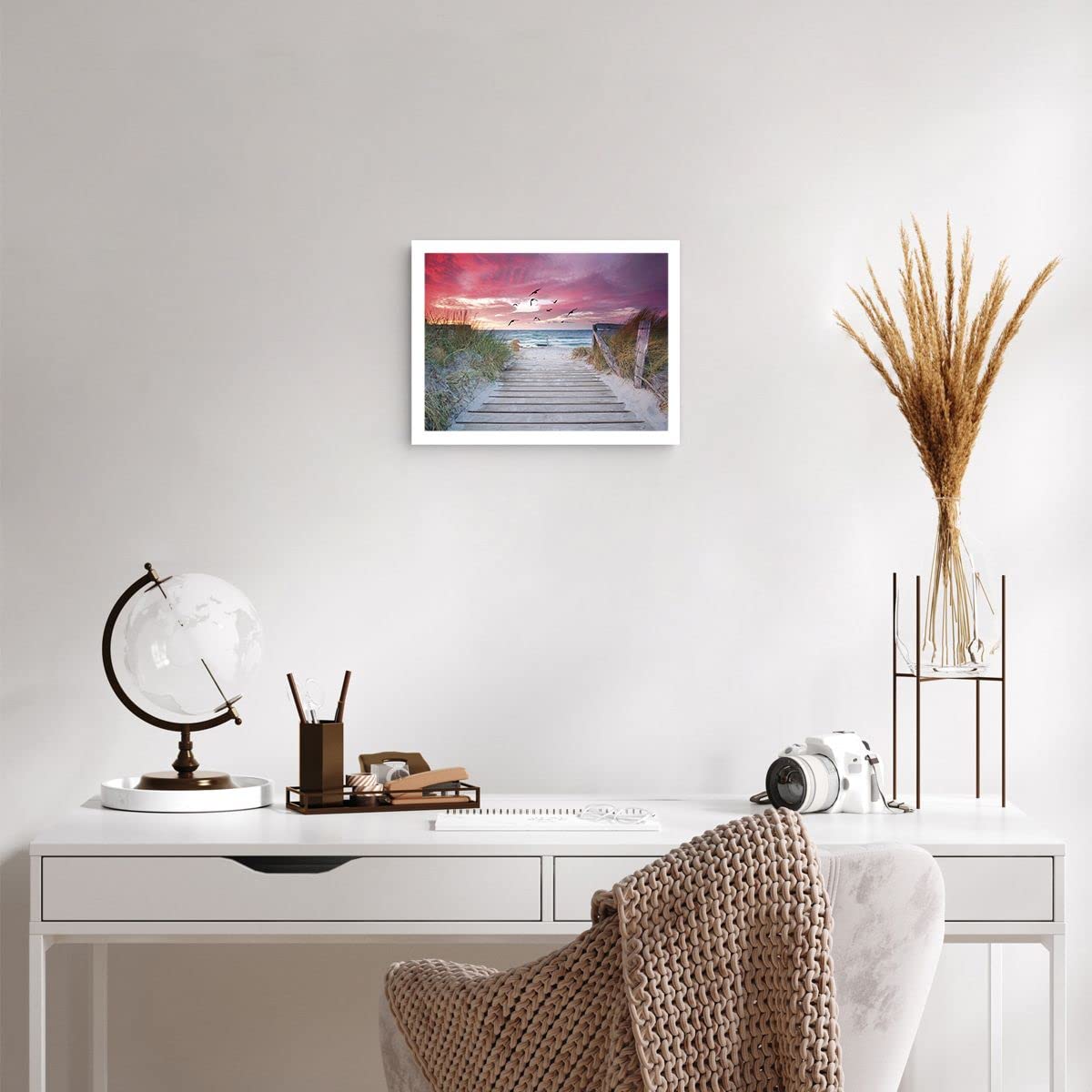 Poster ARTTOR 40x50cm - Plage Sable Oiseaux - Décoration Murale Moderne