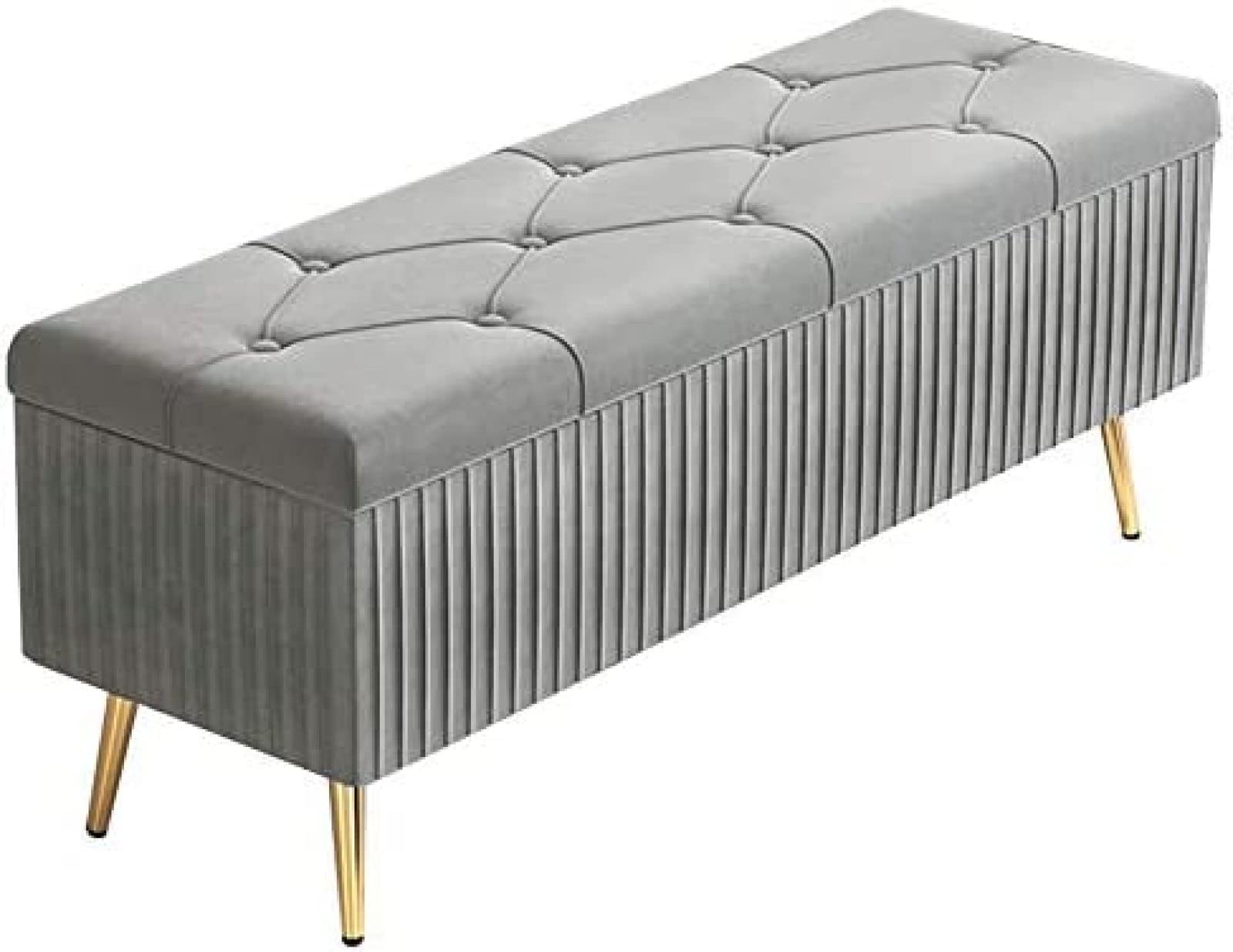 Tabouret de rangement pliable velours repose-pieds chambre