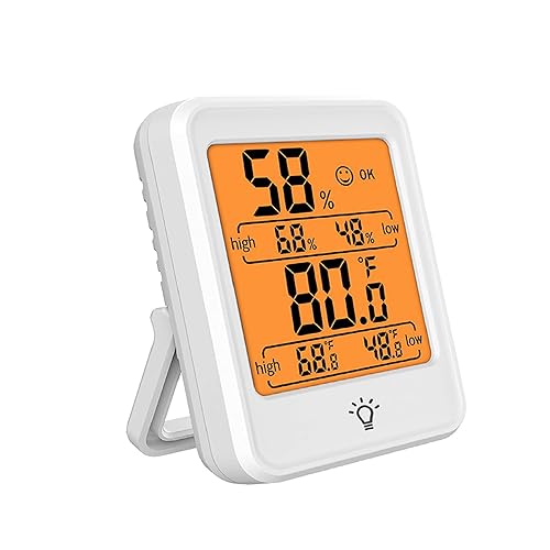 Termómetro higrómetro digital para interiores, monitor de humedad con luz de fondo, adecuado para dormitorio, habitación de bebé, bodega, sala de