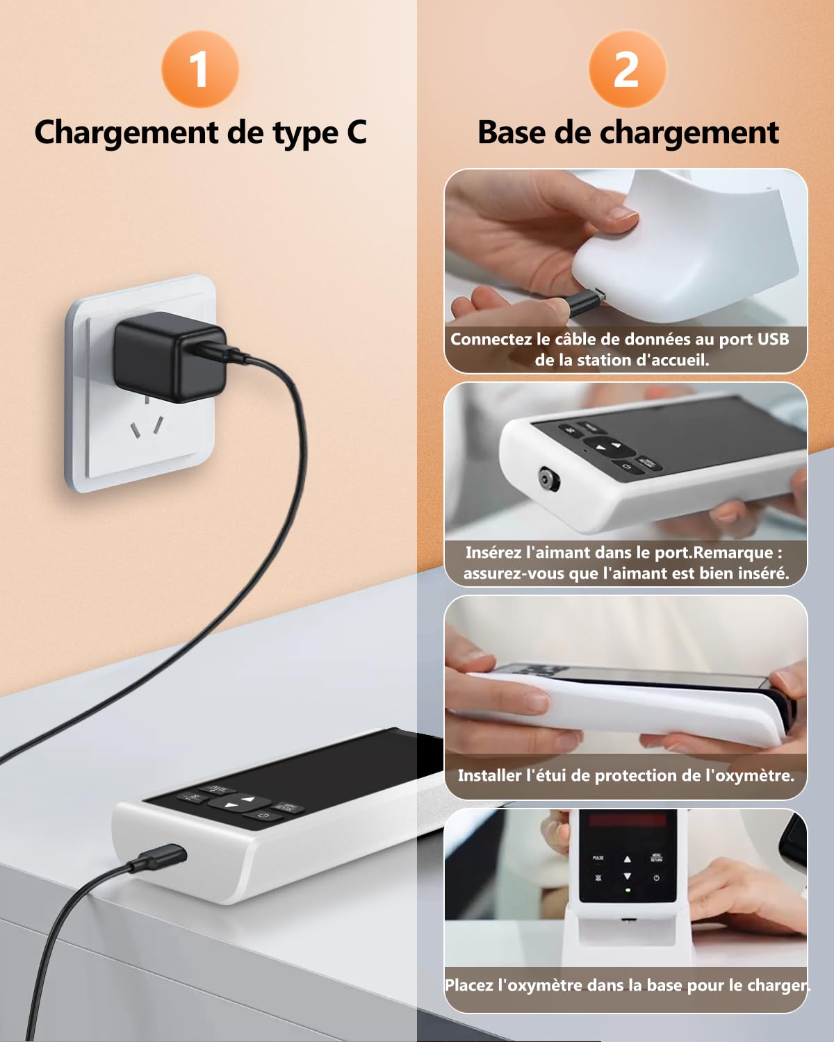 HealthTree Oxymètre de pouls rechargeable du bout des doigts, oxymétrie de pouls, moniteur de saturation en oxygène du sang avec SpO2 et fréquence du pouls, pour adultes à la maison, en voyage