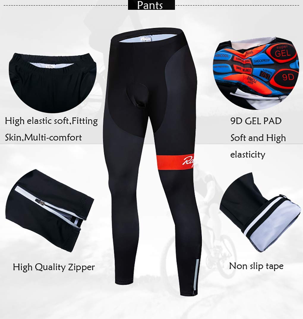 Moxilyn Abbigliamento Ciclismo Set,Autunno/Inverno Vello Maglia Con Lunghe Maniche Tuta+Pantaloni Lunghi di,Cuscino Gel 9D,MTB Anteriore Manica Lunga Bicicletta, Abbigliamento Sportivo per Bicicletta