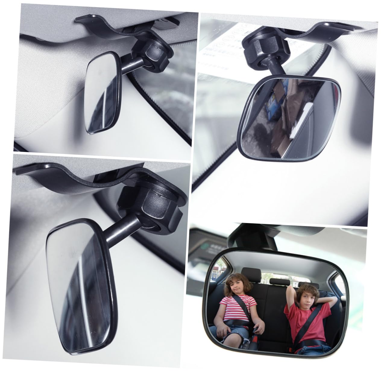 3 Piezas Espejo Retrovisor Del Asiento Trasero Espejo Retrovisor Del Cochecito De Coche De Bebé De Asiento Trasero Infantil Para s Black Abs