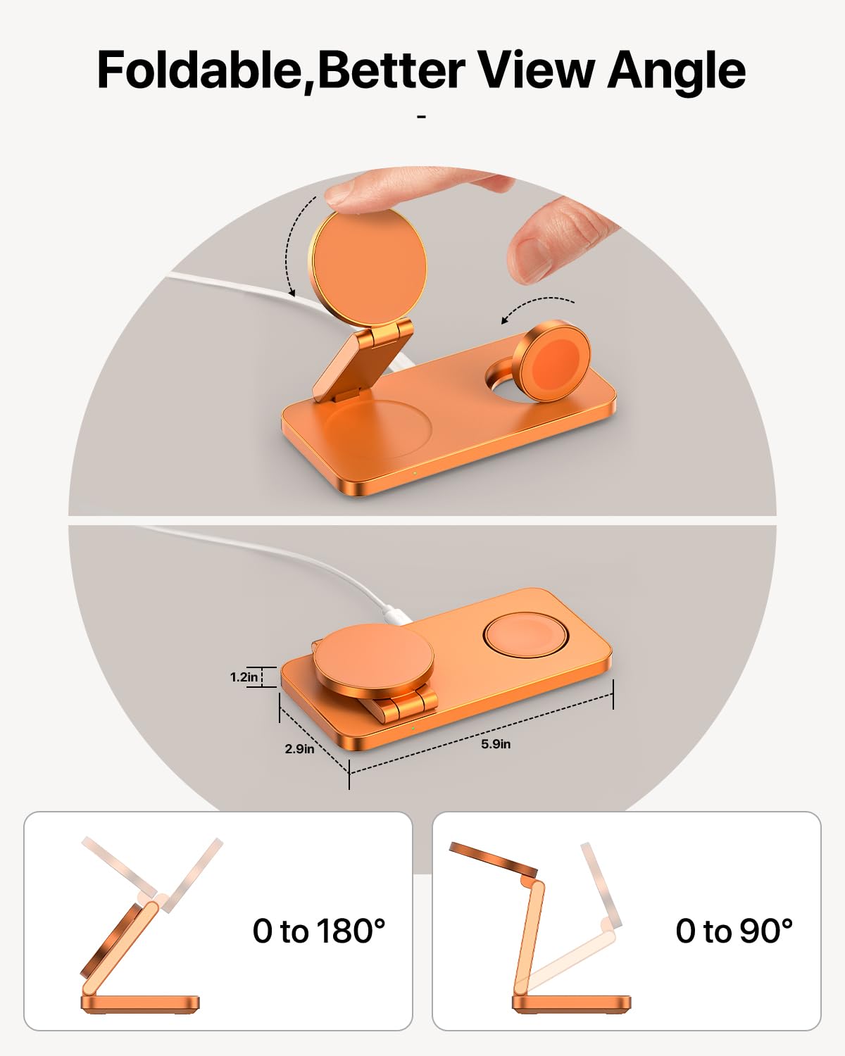 EXW Qi2.2 25W Stazione di Ricarica 3 in 1, Caricatore Wireless iPhone Base di Ricarica Apple Pieghevole per iPhone 17 16 15 14 13 12, Apple Watch 11-4/Ultra/SE, AirPods, con 35W Adapter