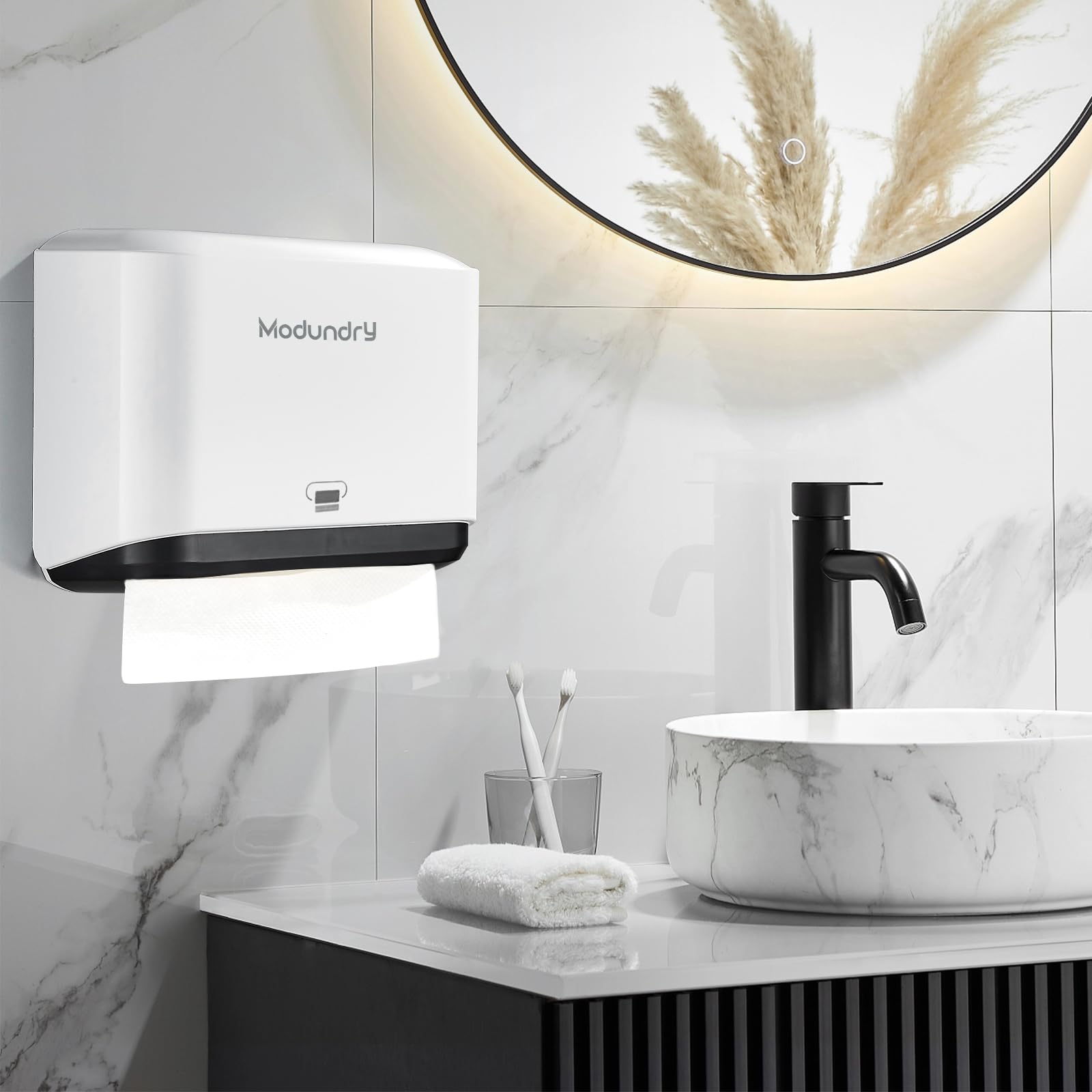 Dispenser per asciugamani di carta da parete, dispenser multiuso commerciale con serratura intelligente, adesivo senza foratura o viti da installare, porta asciugamani per bagno, bagno,