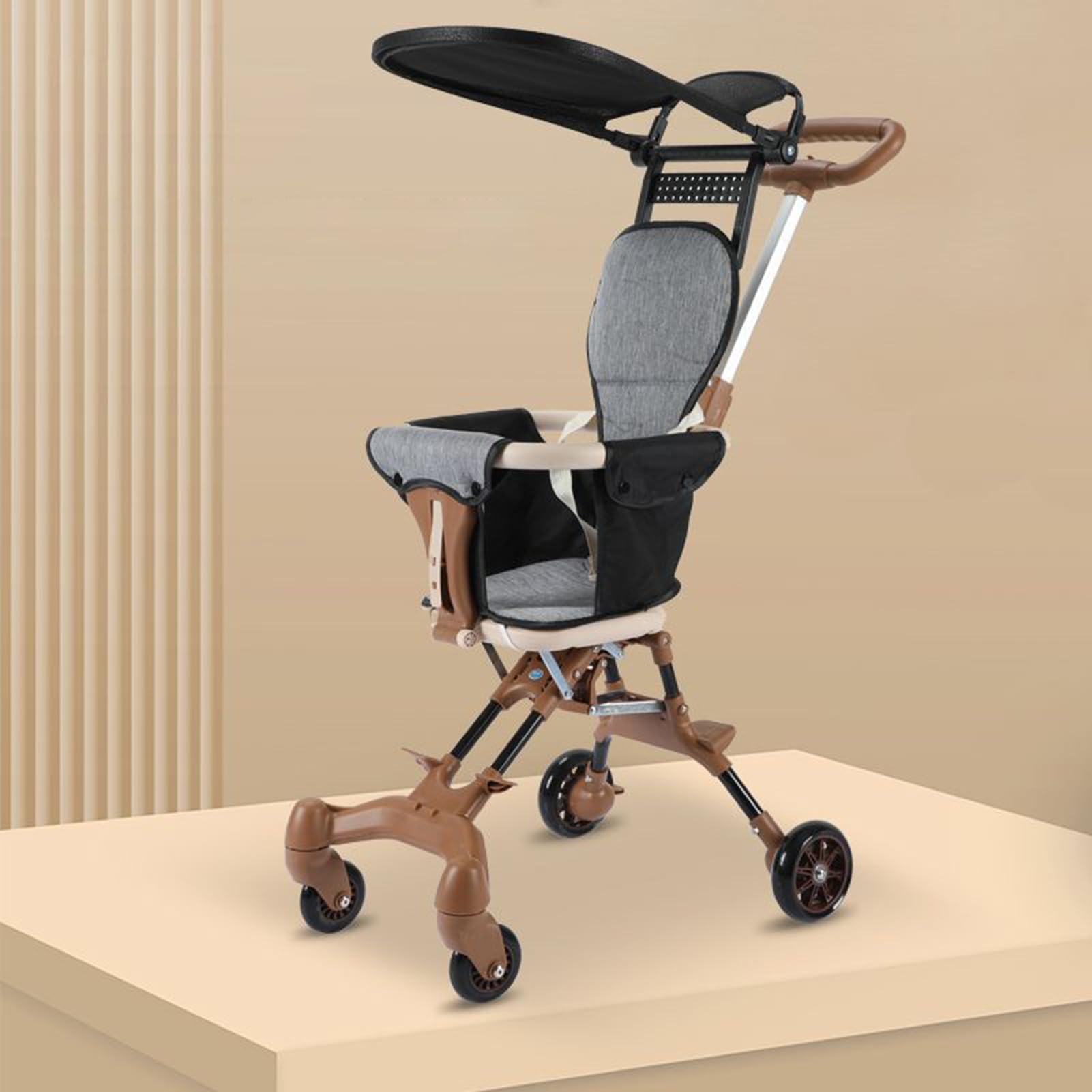 Kinderwagen – Kinderwagen für Kleinkinder mit Sonnendach, leichter | faltbarer Reise-Kinderwagen, abnehmbares Dach, bidirektionaler Sitz für Kleinkinder | Kinderwagen geeignet für Flugzeuge für