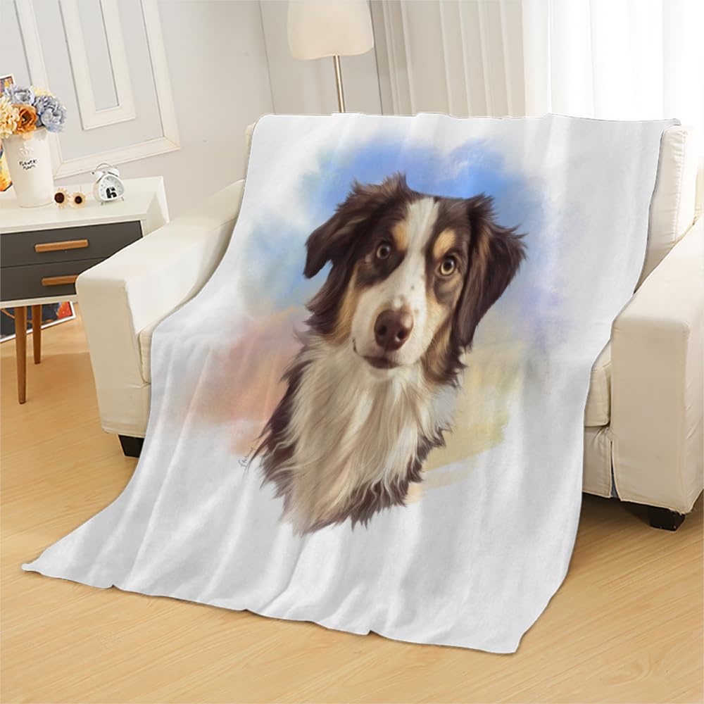 Couverture Berger Australien Petits Chiots Quatuor Chaud Flanelle Polaire  En Peluche Canapé, image size:1000x1000