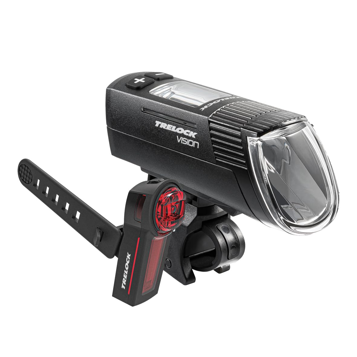 TRELOCK Fahrradlicht Set, LS 760 I-GO Vision 100 LUX und LS740 VECT Rücklicht mit Bremslichtfunktion, USB Aufladbar