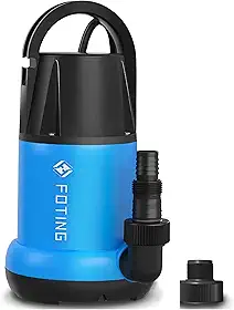 FOTING Bomba de depósito 3/4HP bomba de água submersível limpa/suja, 3500 GPH, bomba utilitária termoplástica, portátil, bomba de água de transferência para piscina, jardim, lago, porão com cabo de