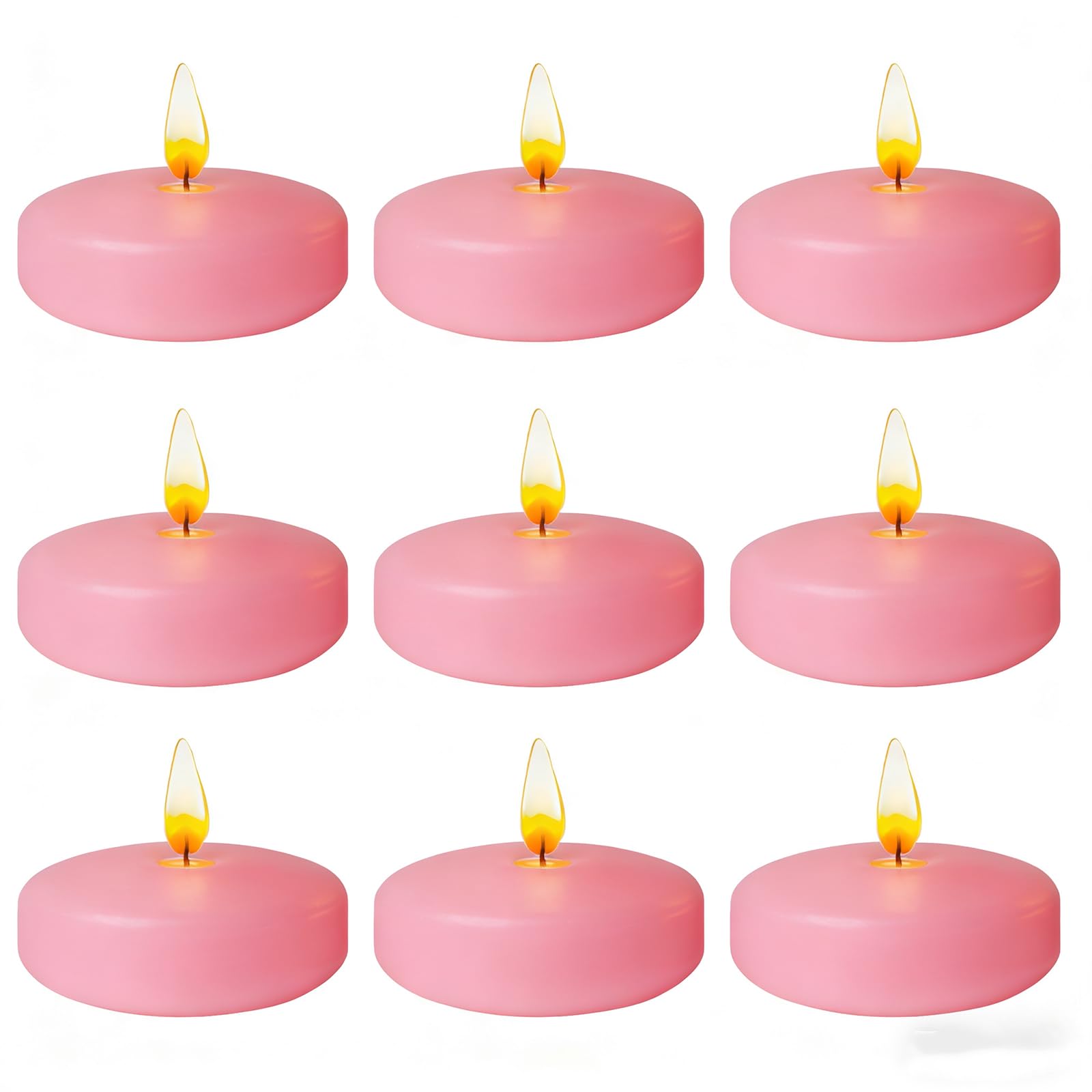 Cacou 12 Pack Pink Floating Candles - Candle Set - 7Cm W X 3Cm H - Long Burning Time - Burning Time 8-10 Hours
