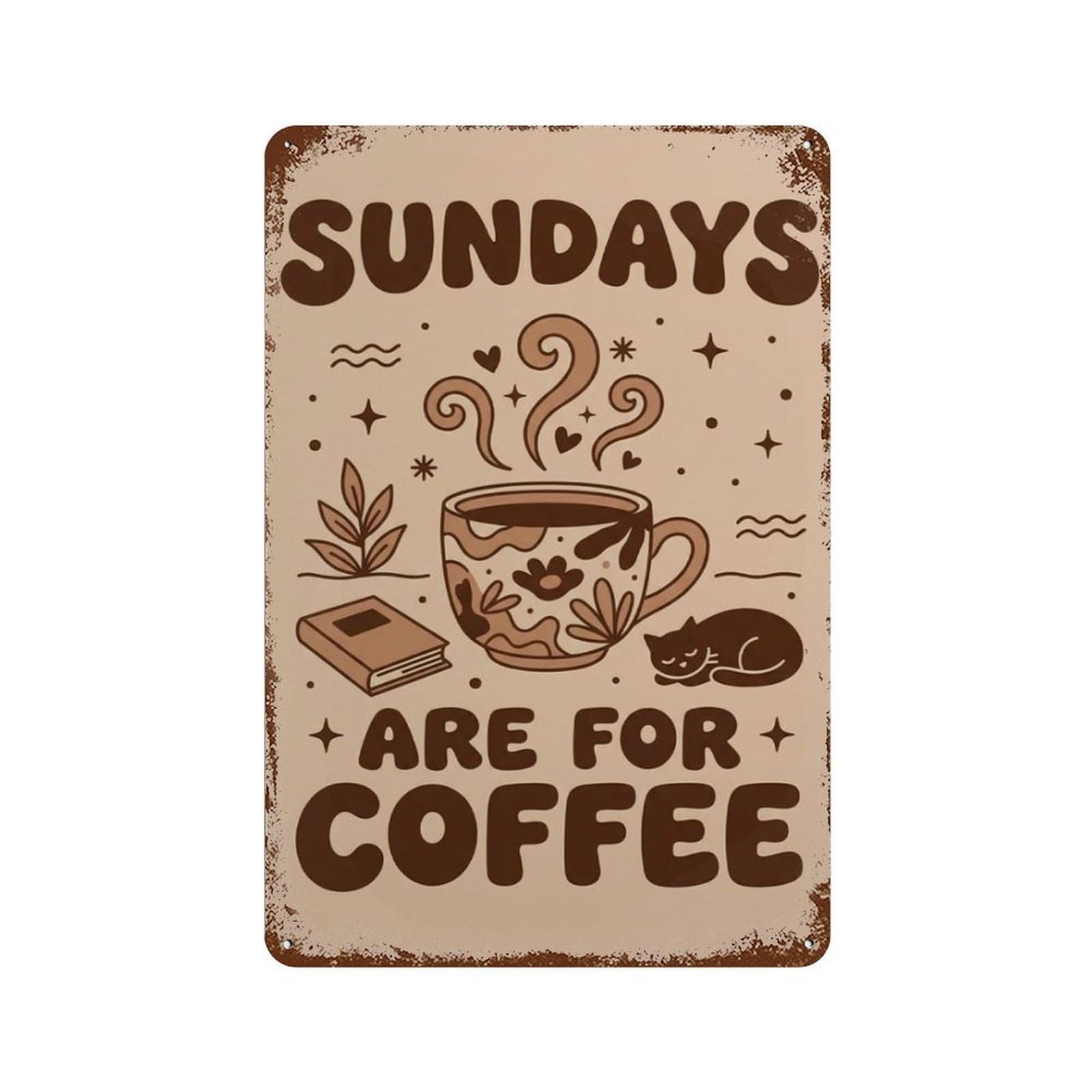 xiaoxiaoshen Sundays Are Coffee Retro Typography Cozy Kitchen Wall Decor Art Metal Tin Poster Modern Home Decor Art Home Bar Shop Decorations Vintage Sign 30x20cm