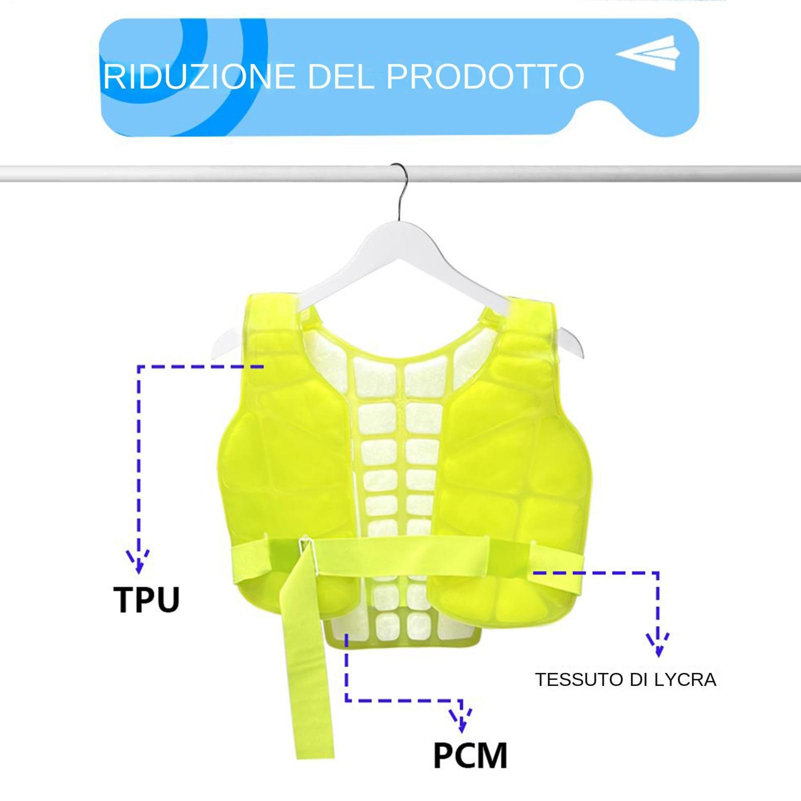 Gilet Rinfrescanti Giacchetto Termico Riutilizzabile e Regolabile | Dispositivi di Protezione Individuale e Sicurezza per Lavoro Palestra Costruzioni Motociclo Pesca Protezione Solare