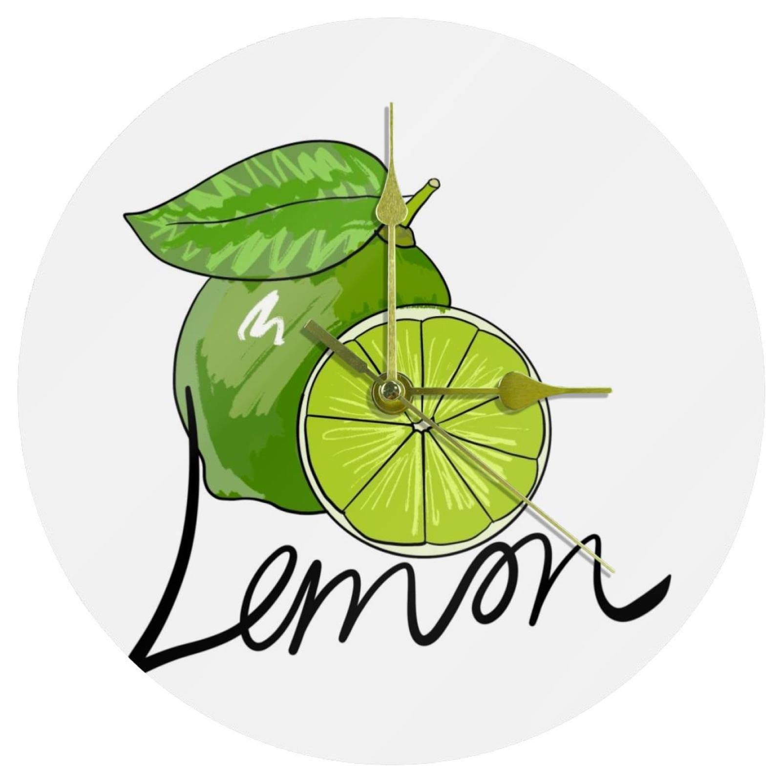 Horloge murale Citron en acrylique de 24,9 cm pour décorer votre cuisine lumineuse