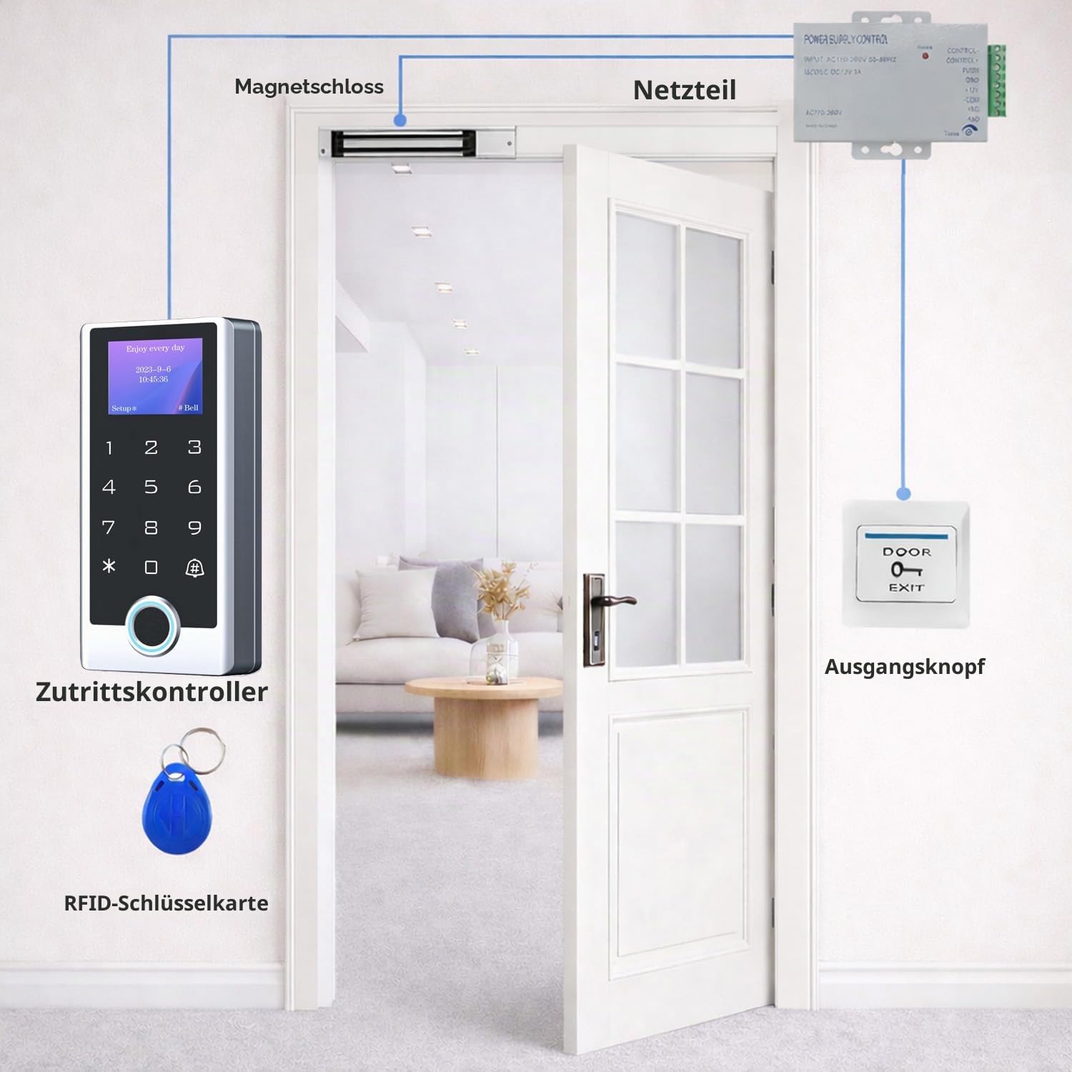 Tuya WLAN Fingerprint Türöffner mit Code & RFID – IP68 Codeschloss Haustür aus Metall mit LCD Display, Zutrittskontrolle per App, Fingerabdruck, Karte & PIN, 125kHz Schloss, WG26/34, DC12V, inkl.10tag